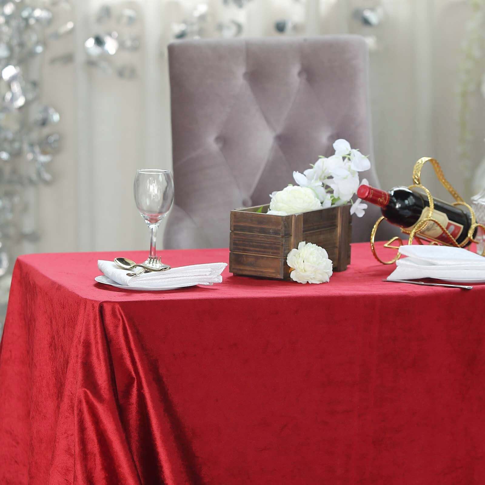 Premium Velvet Rectangle Tablecloth 90"x132" Red - Soft Textured Feel Reusable Seamless Table Cover - Image 7