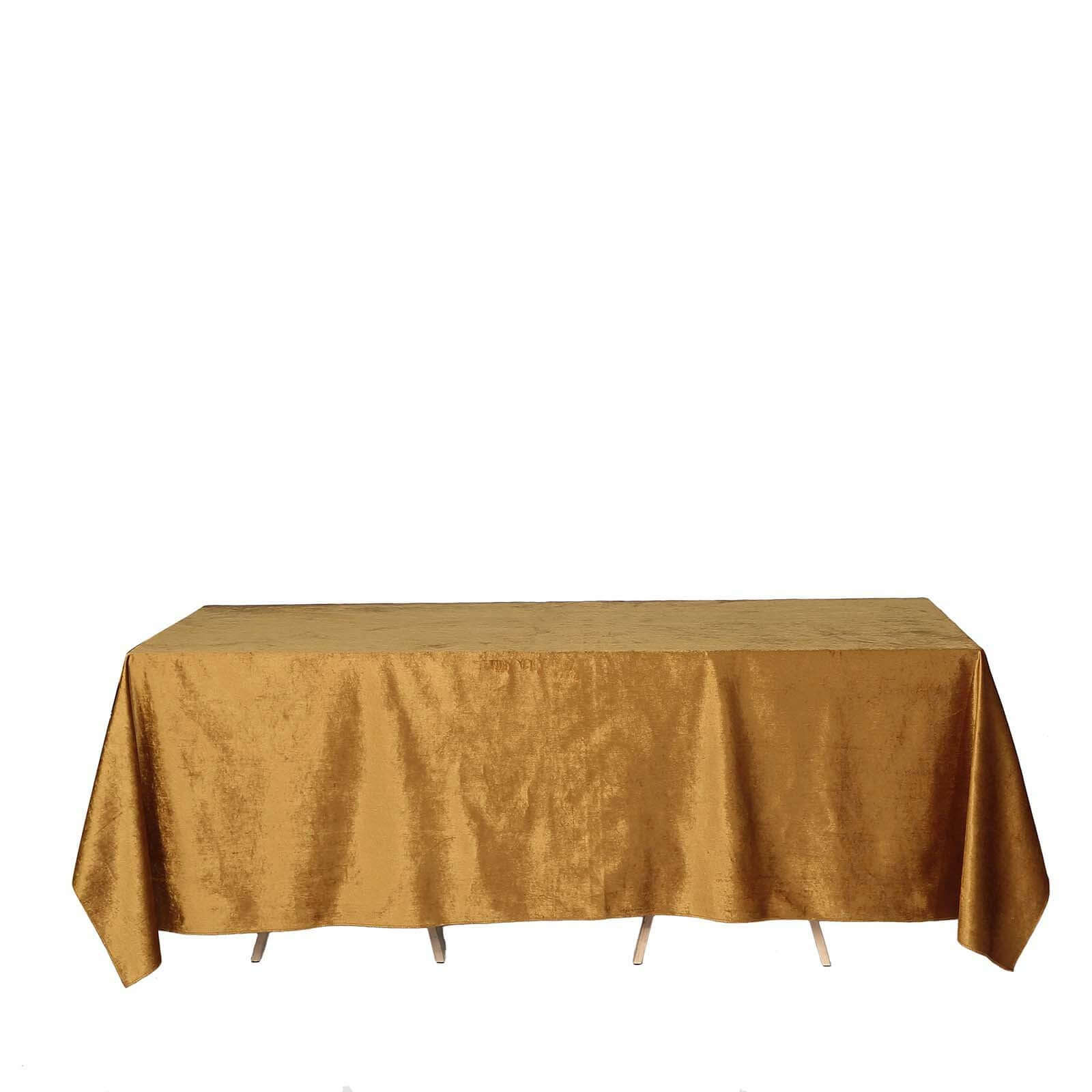Premium Velvet Rectangle Tablecloth 90"x132" Gold - Soft Textured Feel Luxe Reusable Seamless Table Cover - Image 6