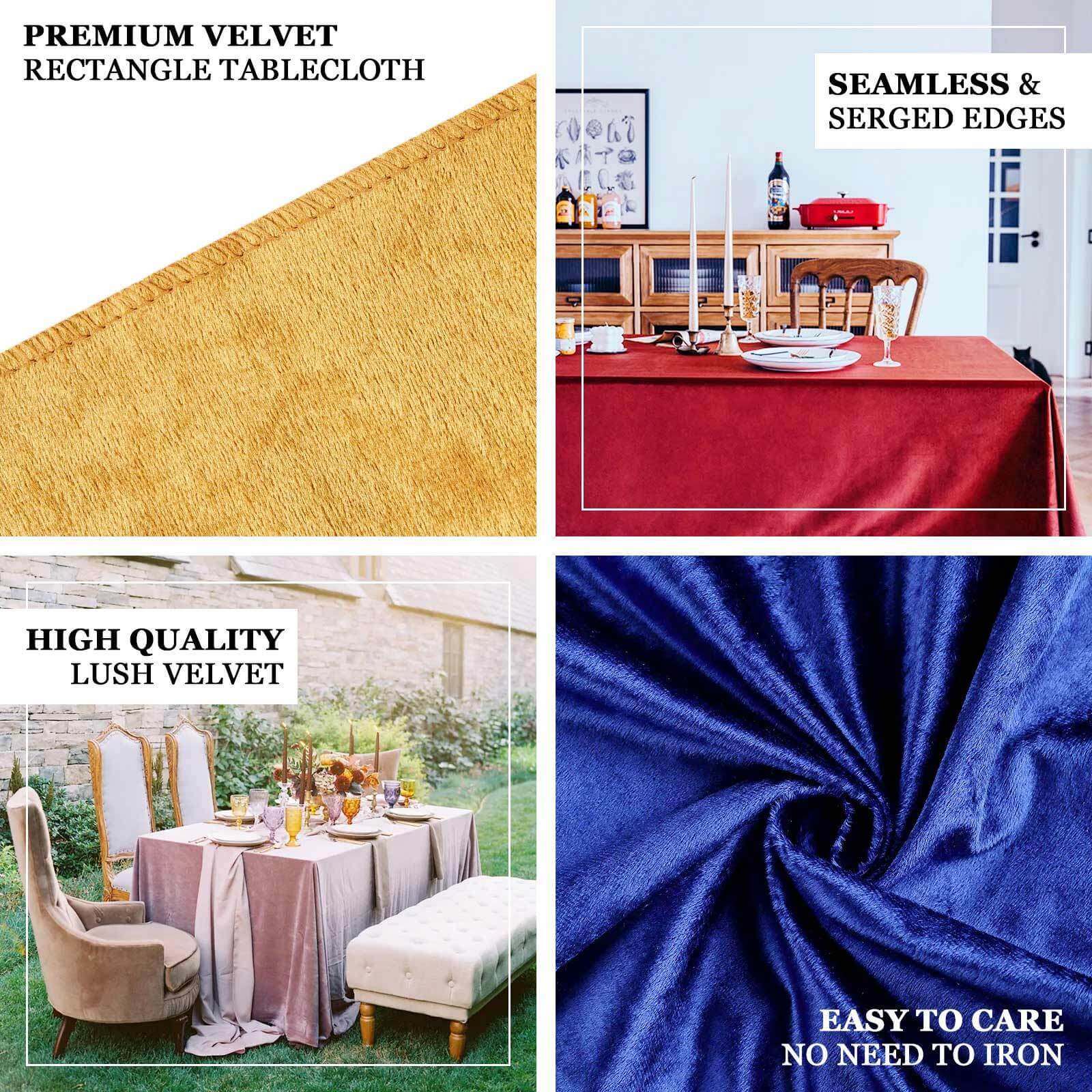 Premium Velvet Rectangle Tablecloth 90"x132" Navy Blue - Soft Textured Feel Reusable Seamless Table Cover - Image 3