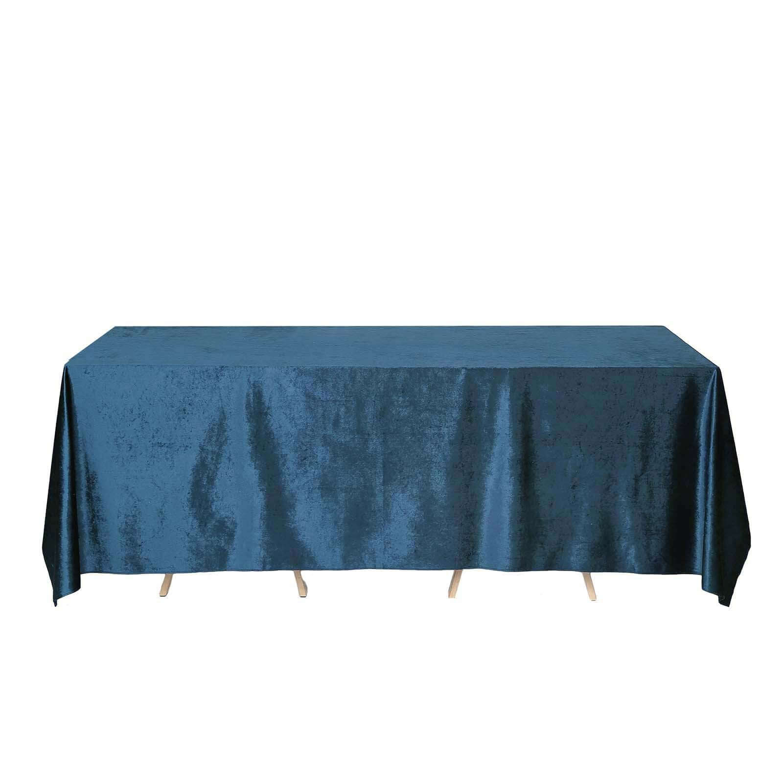 Premium Velvet Rectangle Tablecloth 90"x132" Navy Blue - Soft Textured Feel Reusable Seamless Table Cover - Image 6