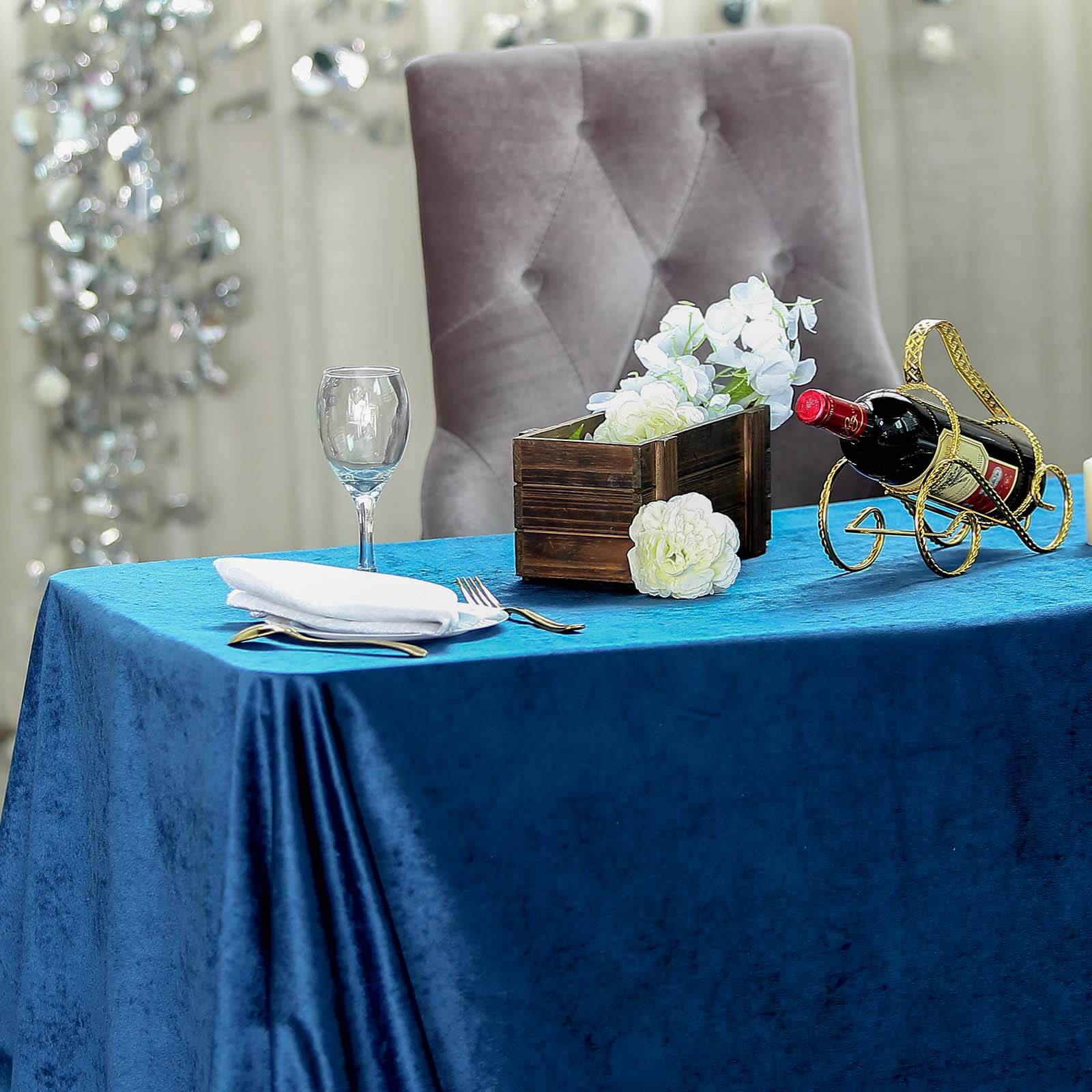 Premium Velvet Rectangle Tablecloth 90"x132" Navy Blue - Soft Textured Feel Reusable Seamless Table Cover - Image 7