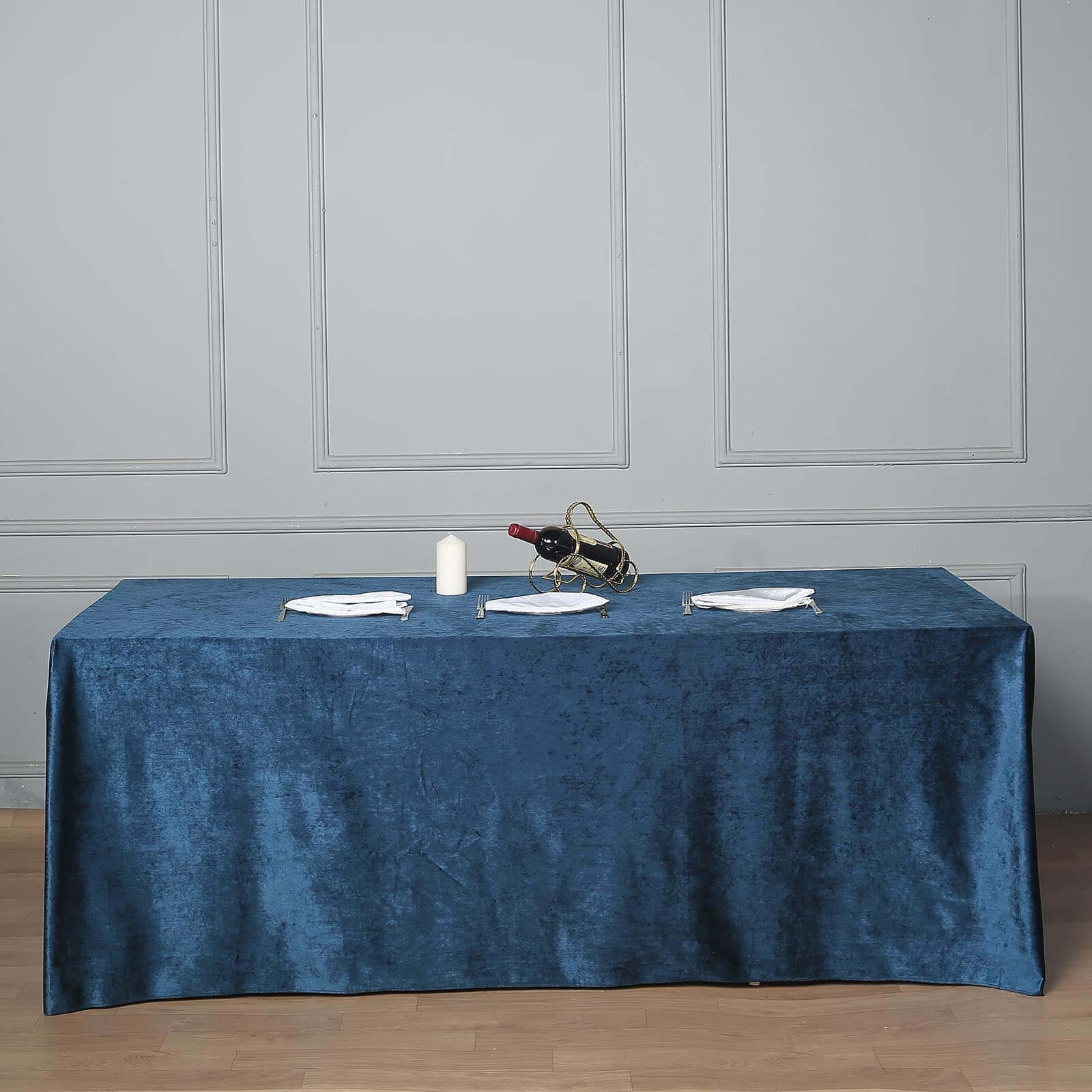 Premium Velvet Rectangle Tablecloth 90"x156" Navy Blue - Soft Textured Feel Reusable Seamless Table Cover - Image 2