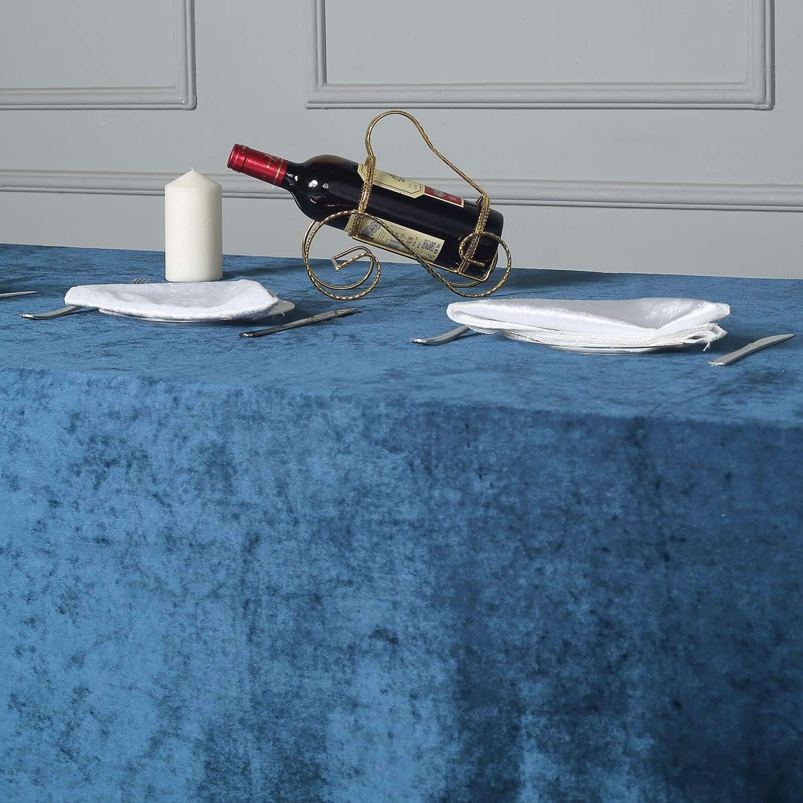 Premium Velvet Rectangle Tablecloth 90"x156" Navy Blue - Soft Textured Feel Reusable Seamless Table Cover - Image 6