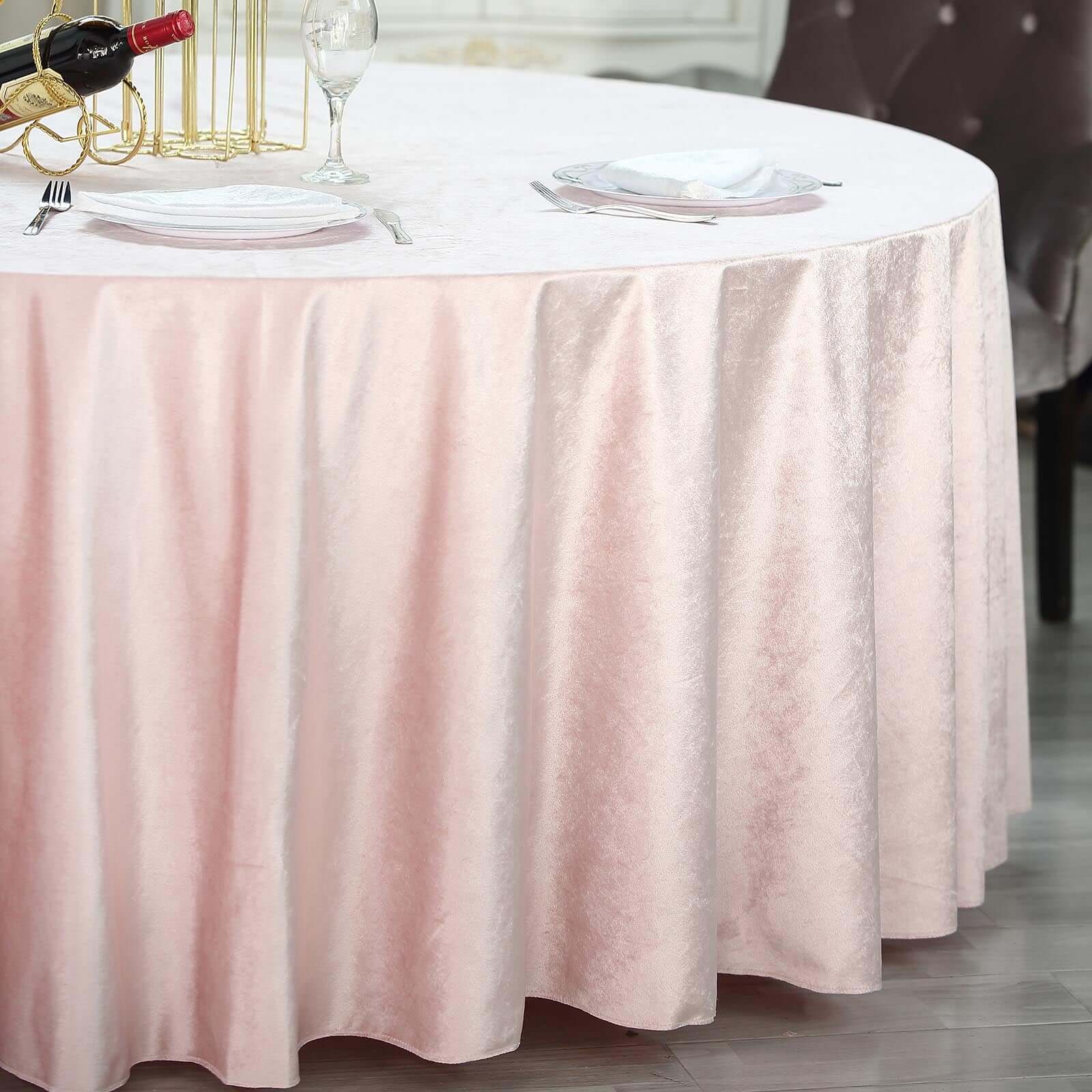 Premium Velvet Round Tablecloth 120" Blush - Seamless Soft & Reusable Table Cover - Image 7