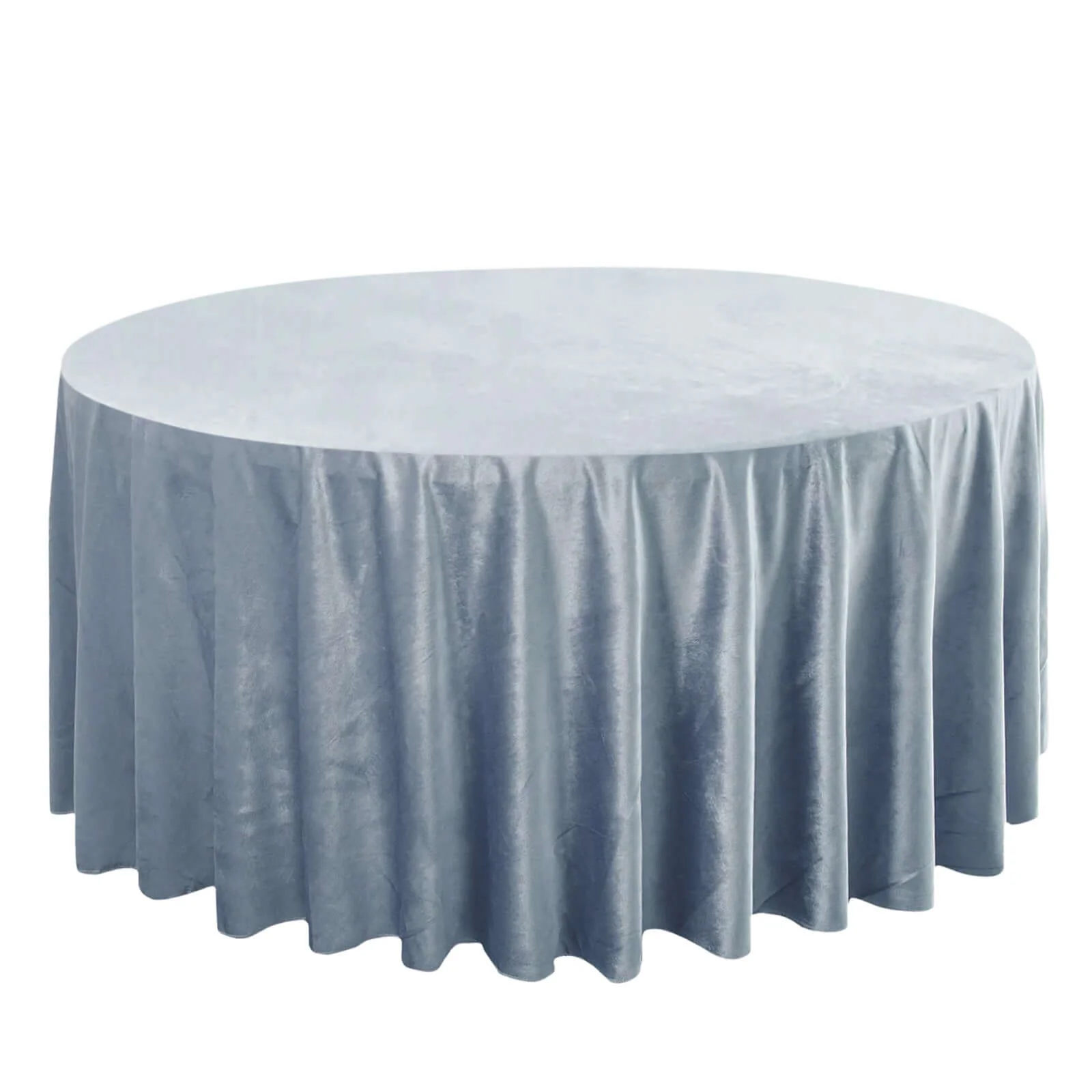 Premium Velvet Round Tablecloth 120" Dusty Blue - Seamless Soft & Reusable Table Cover - Image 6