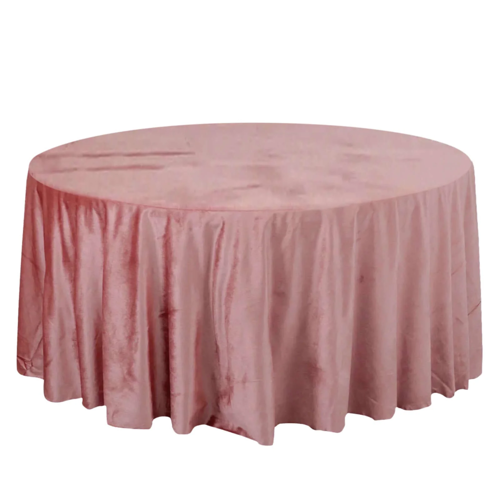 Premium Velvet Round Tablecloth 120" Dusty Rose - Seamless Soft & Reusable Table Cover - Image 5