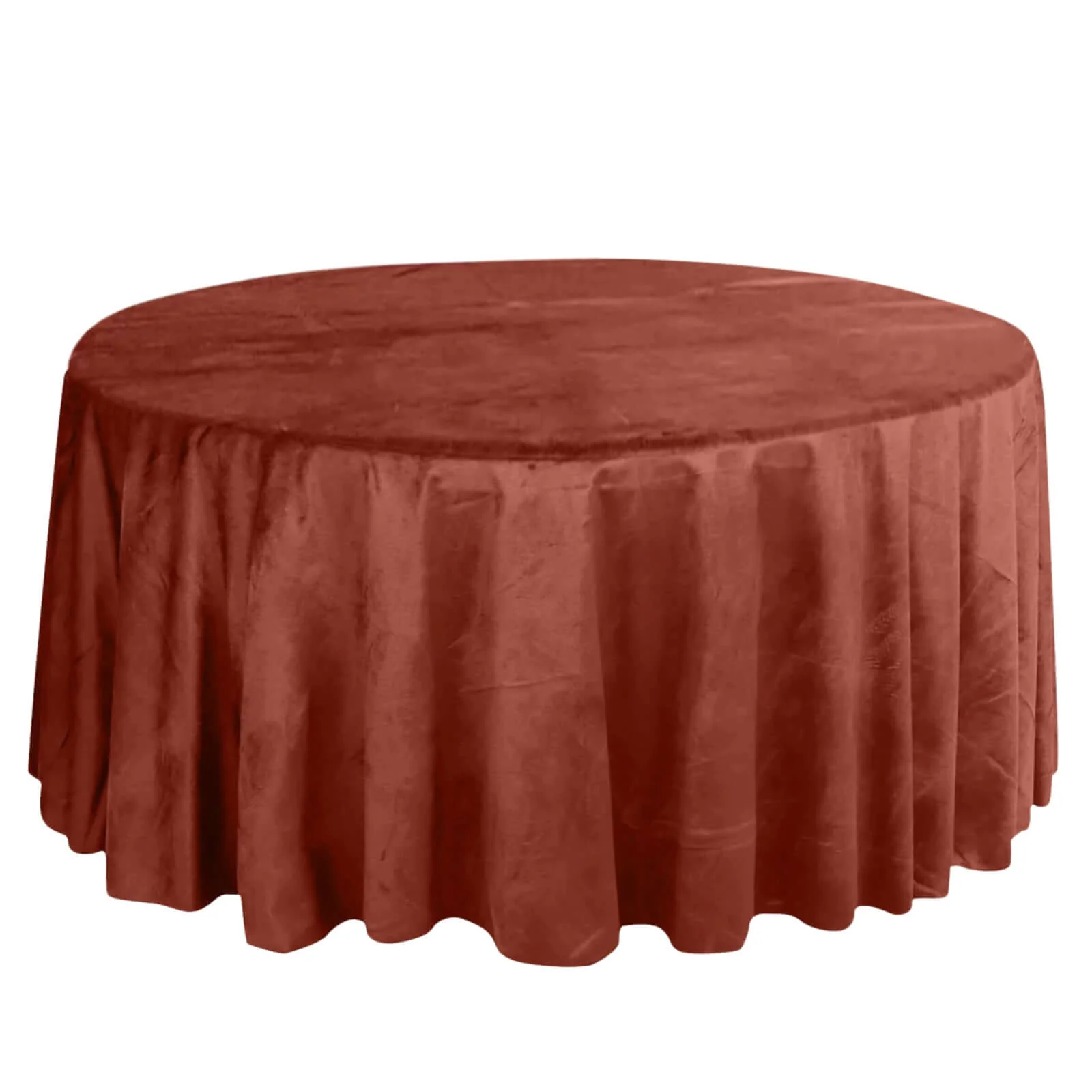 Premium Velvet Round Tablecloth 120" Terracotta (Rust) - Seamless Soft & Reusable Table Cover - Image 5