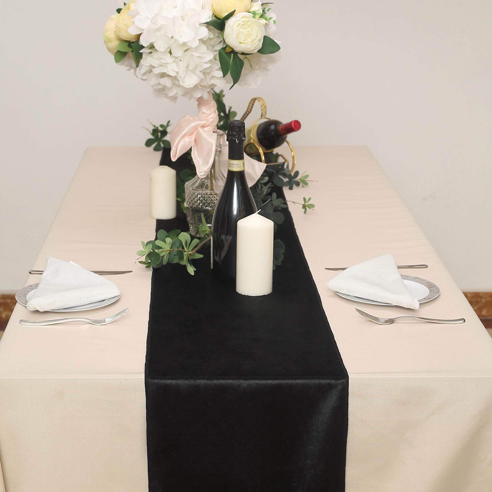 Premium Velvet Table Runner 12"x108" Black - Sheen Finish & Reusable Table Linen for Events - Image 2