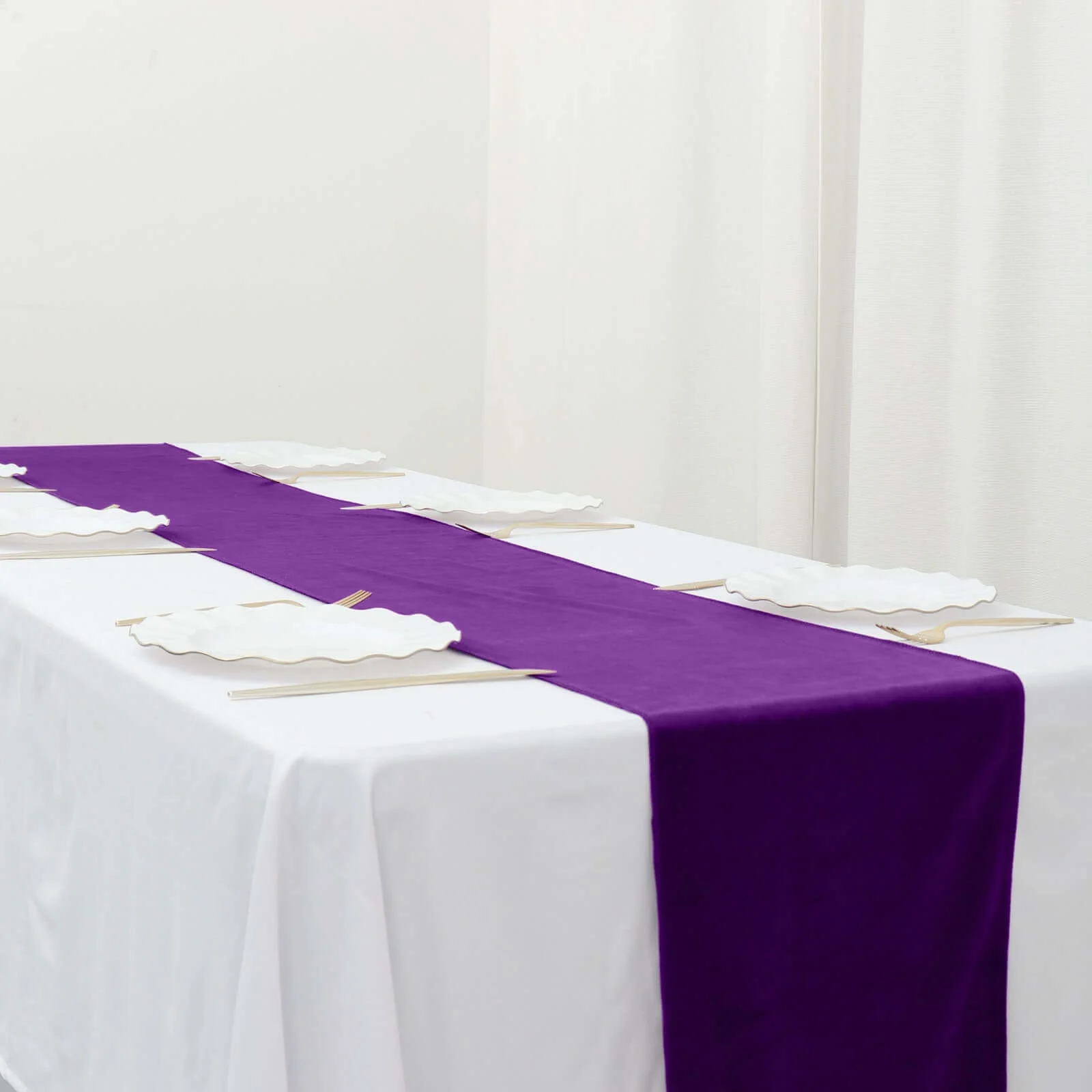 Premium Velvet Table Runner 12"x108" Purple - Sheen Finish Reusable Linen - Image 10