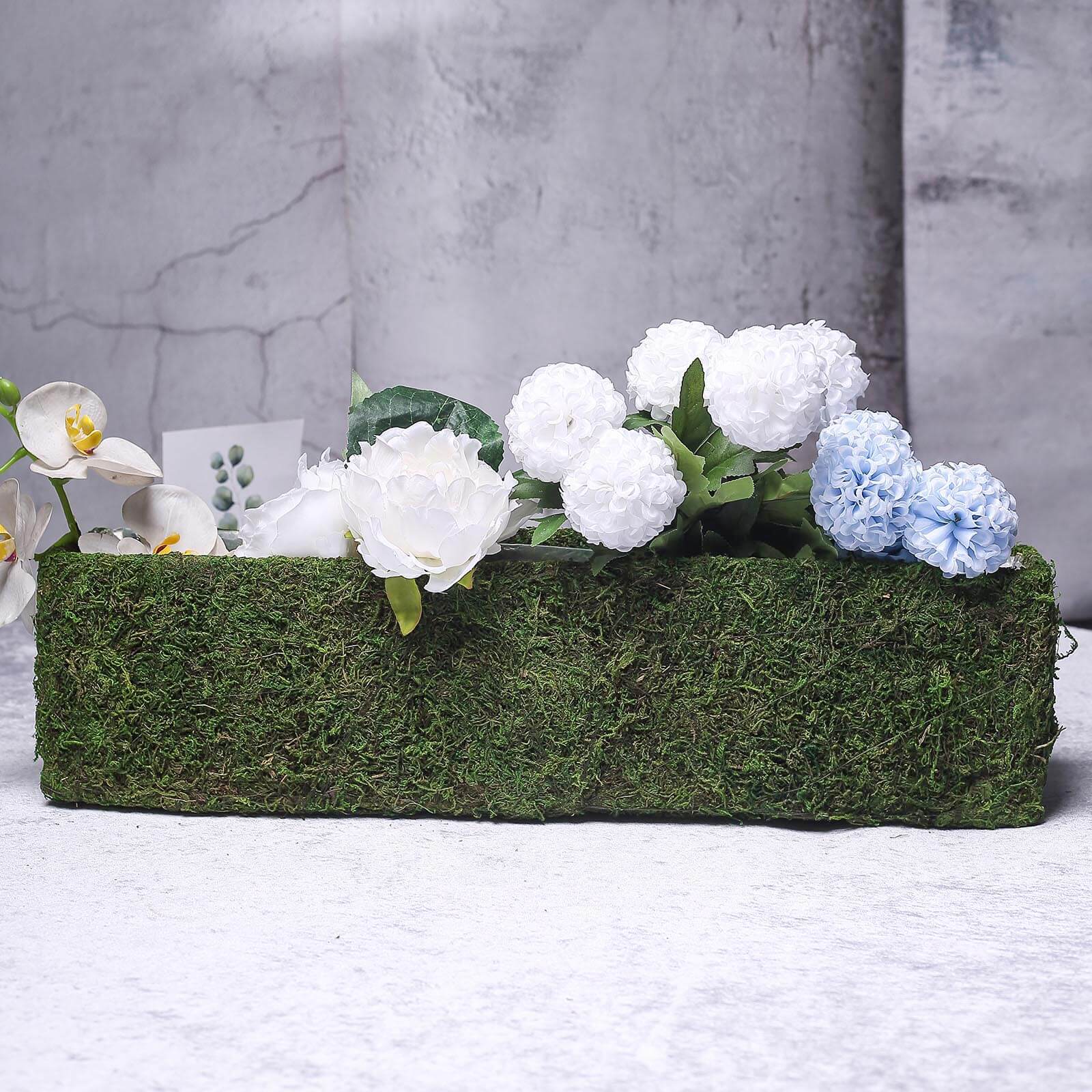 Preserved Moss Metal Planter Box 23" Green Rectangle with Inner Lining - Decorative Flower Basket - Image 7