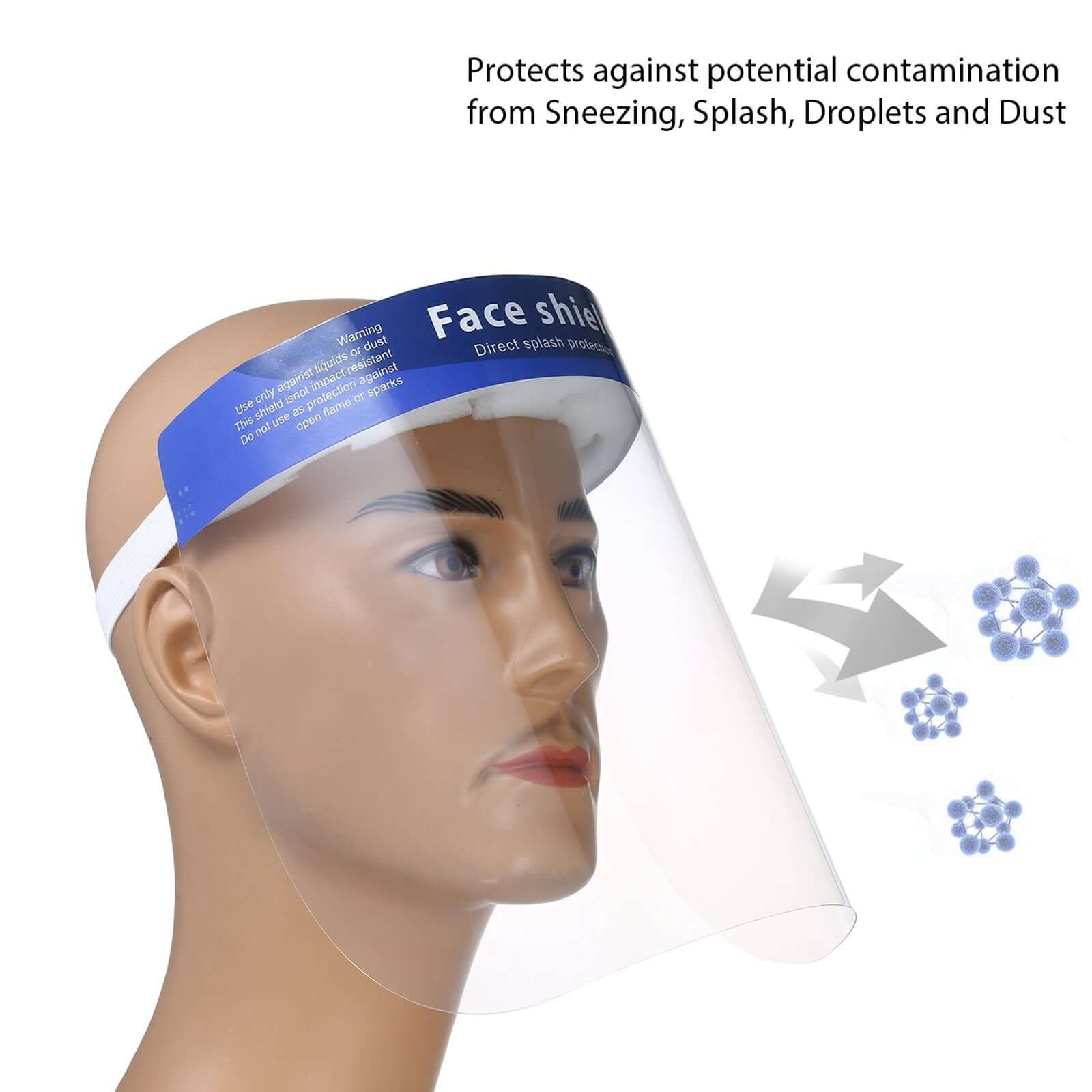 Protective Face Shield Mask, Sneeze Guard with Elastic Band and Comfort Sponge - Protects from Sneezing, Coughing, Splashes, Droplets - Image 5