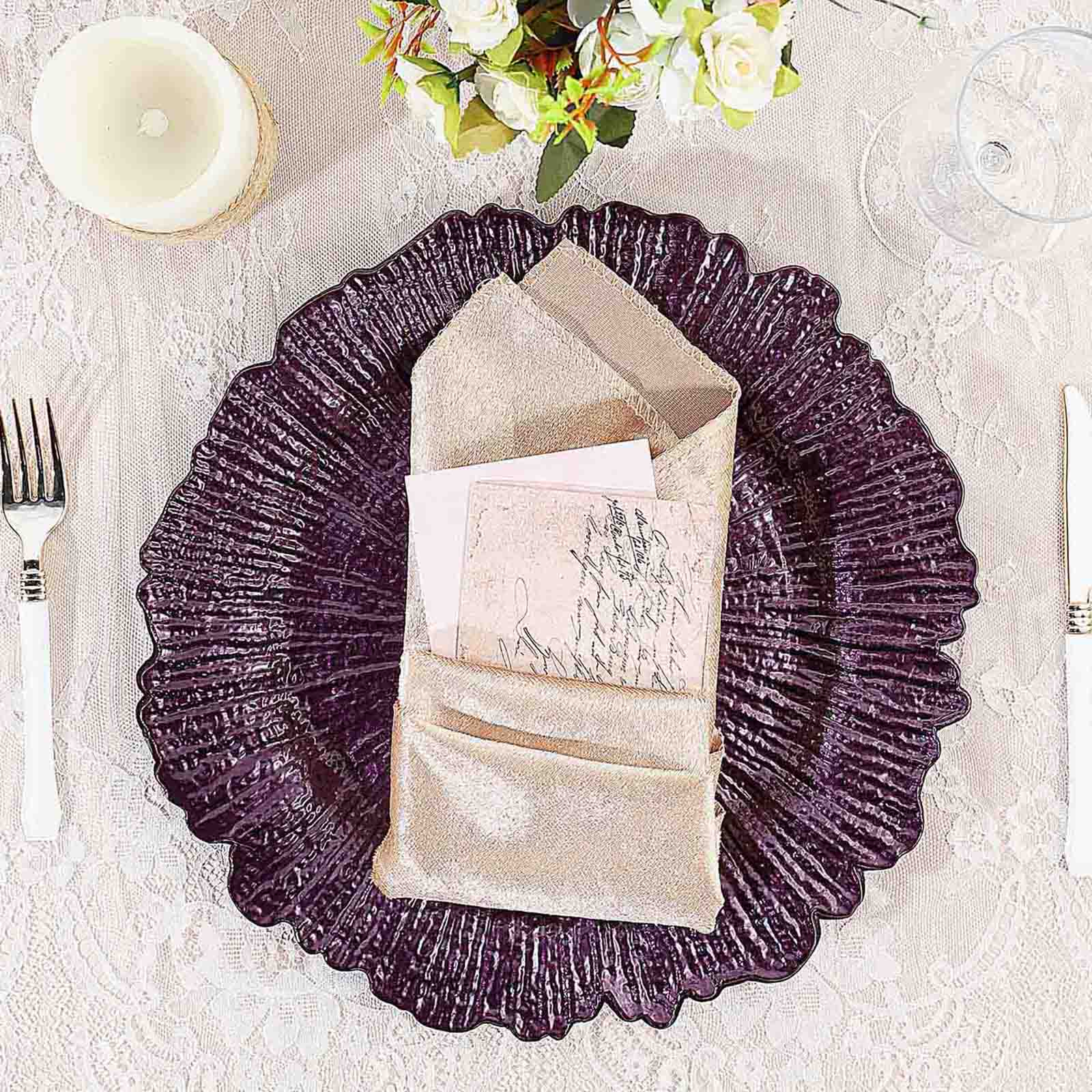 6-Pack Acrylic Plastic Charger Plates 13" Round Purple Reef Design - Decorative Dinner Charger Tableware - Image 2