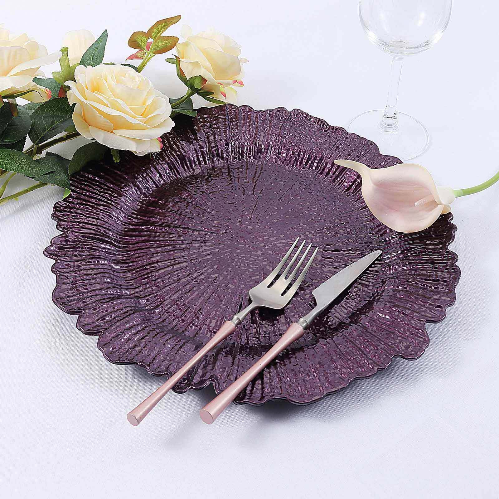 6-Pack Acrylic Plastic Charger Plates 13" Round Purple Reef Design - Decorative Dinner Charger Tableware - Image 8