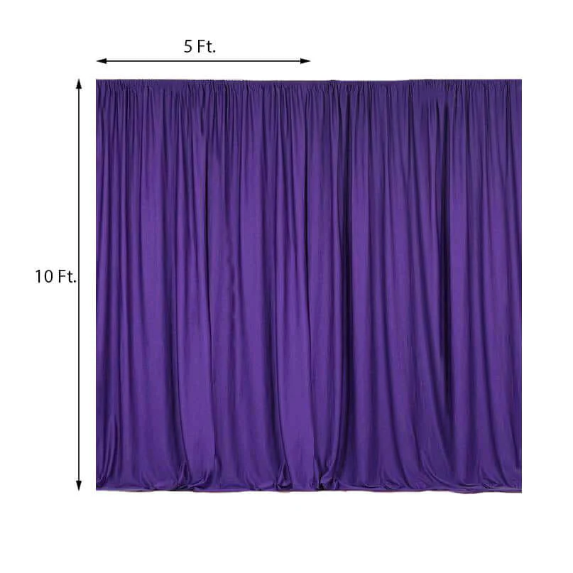 2 Pack 5ftx10ft Purple Scuba Polyester Backdrop Drape Curtains, Durable Flame Resistant Event Divider Panels Wrinkle Free With Rod Pockets - Image 4
