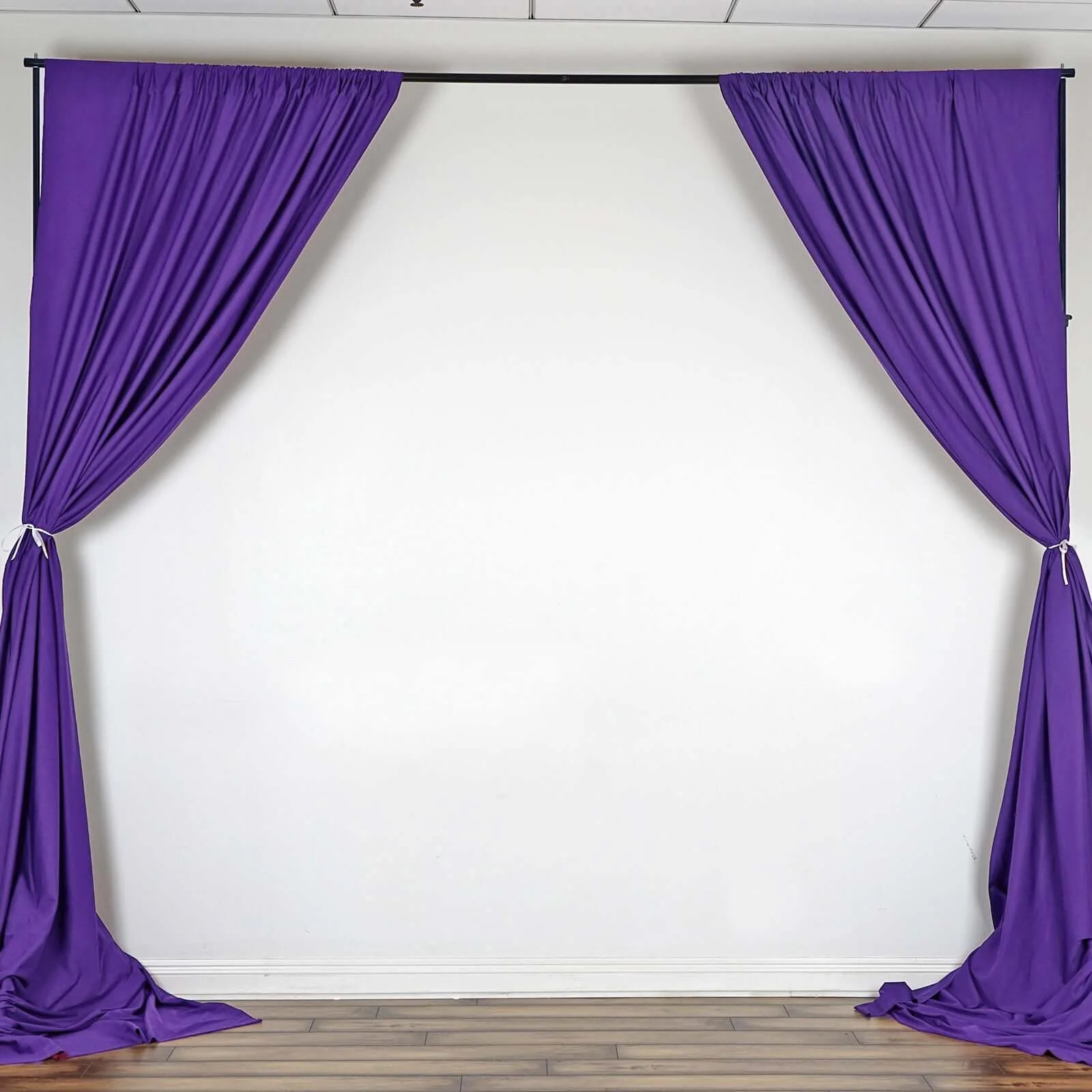 2 Pack 5ftx10ft Purple Scuba Polyester Backdrop Drape Curtains, Durable Flame Resistant Event Divider Panels Wrinkle Free With Rod Pockets - Image 6