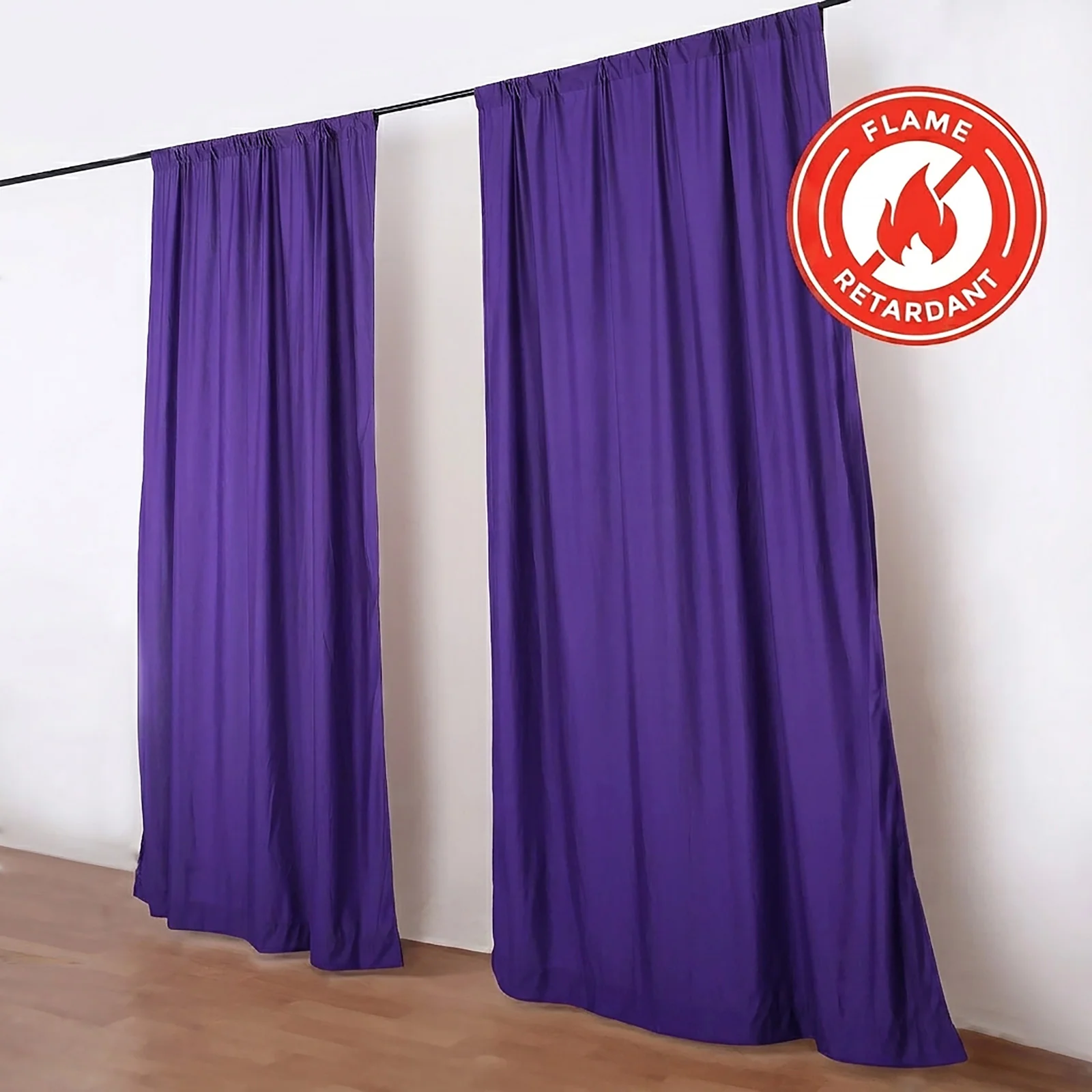 2 Pack 5ftx10ft Purple Scuba Polyester Backdrop Drape Curtains, Durable Flame Resistant Event Divider Panels Wrinkle Free With Rod Pockets - Image 7