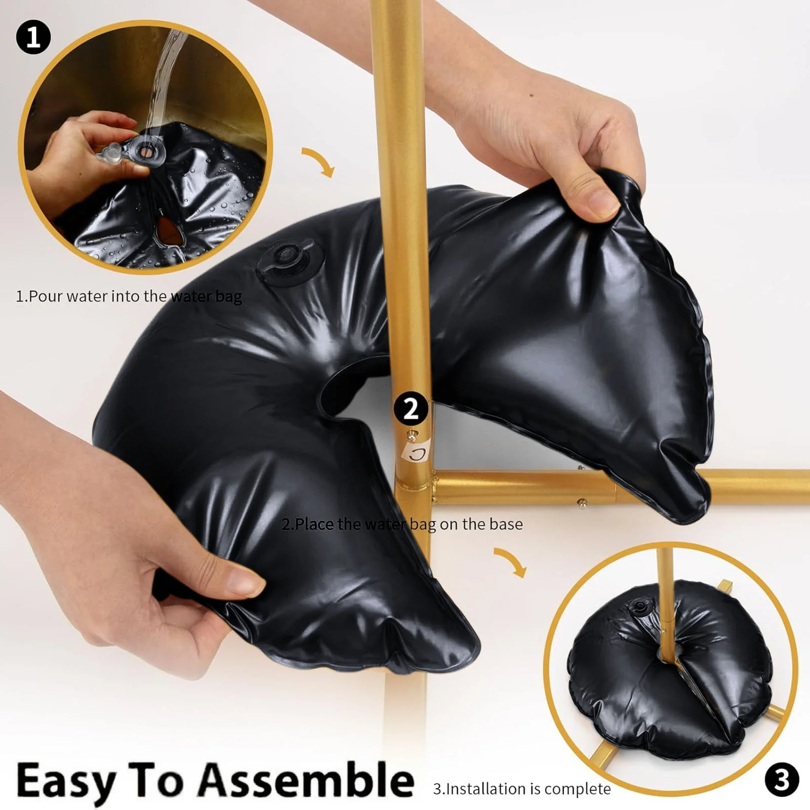 4 Pack Black Water Bags – Heavy Duty Reusable PVC Fillable Base Weights for Balloon Columns & Arch Stand Support - 14" - Image 2