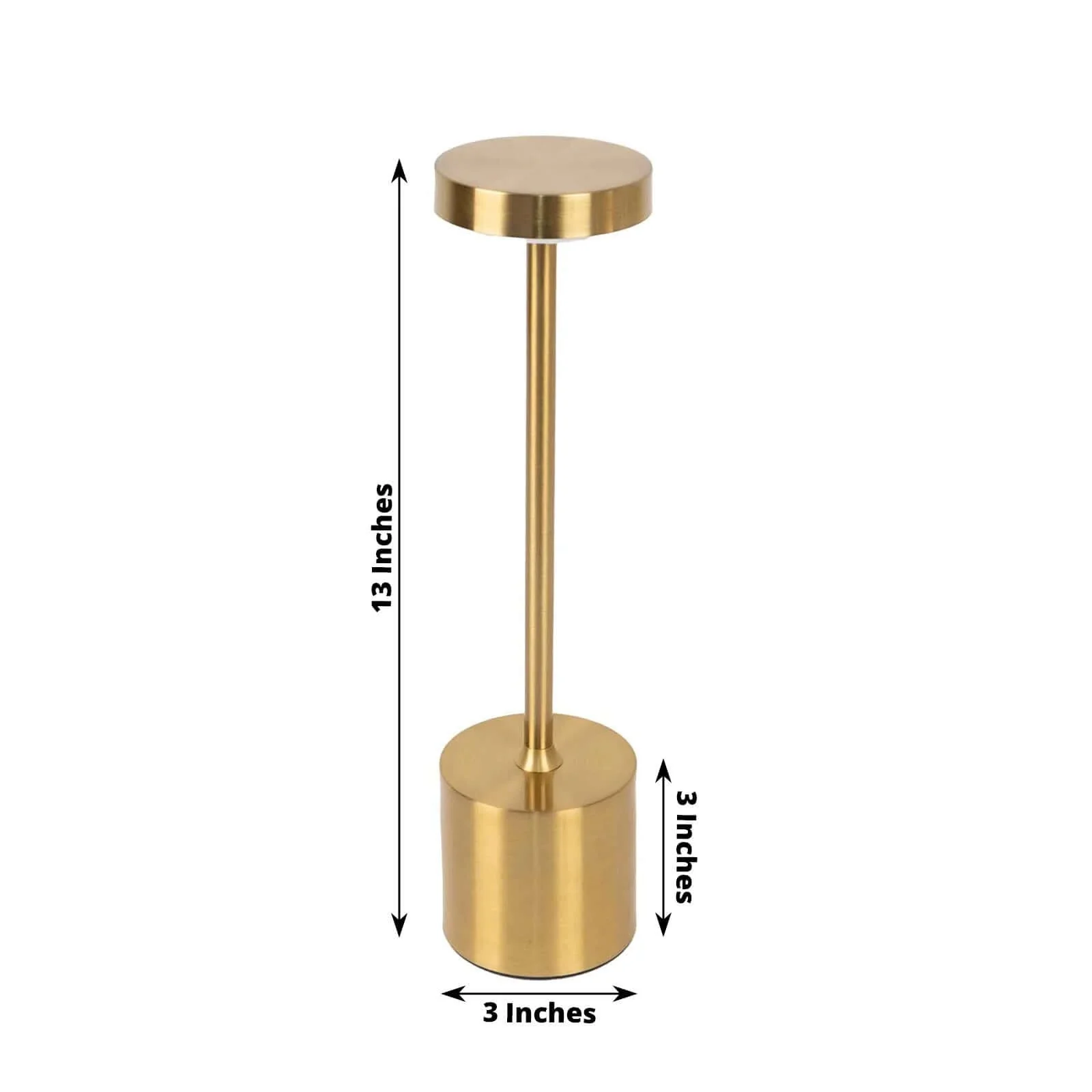 Rechargeable Cordless Table Lamp 13" Gold Metal Design Dimmable - LED Desk Night Light with Touch Control - Image 3