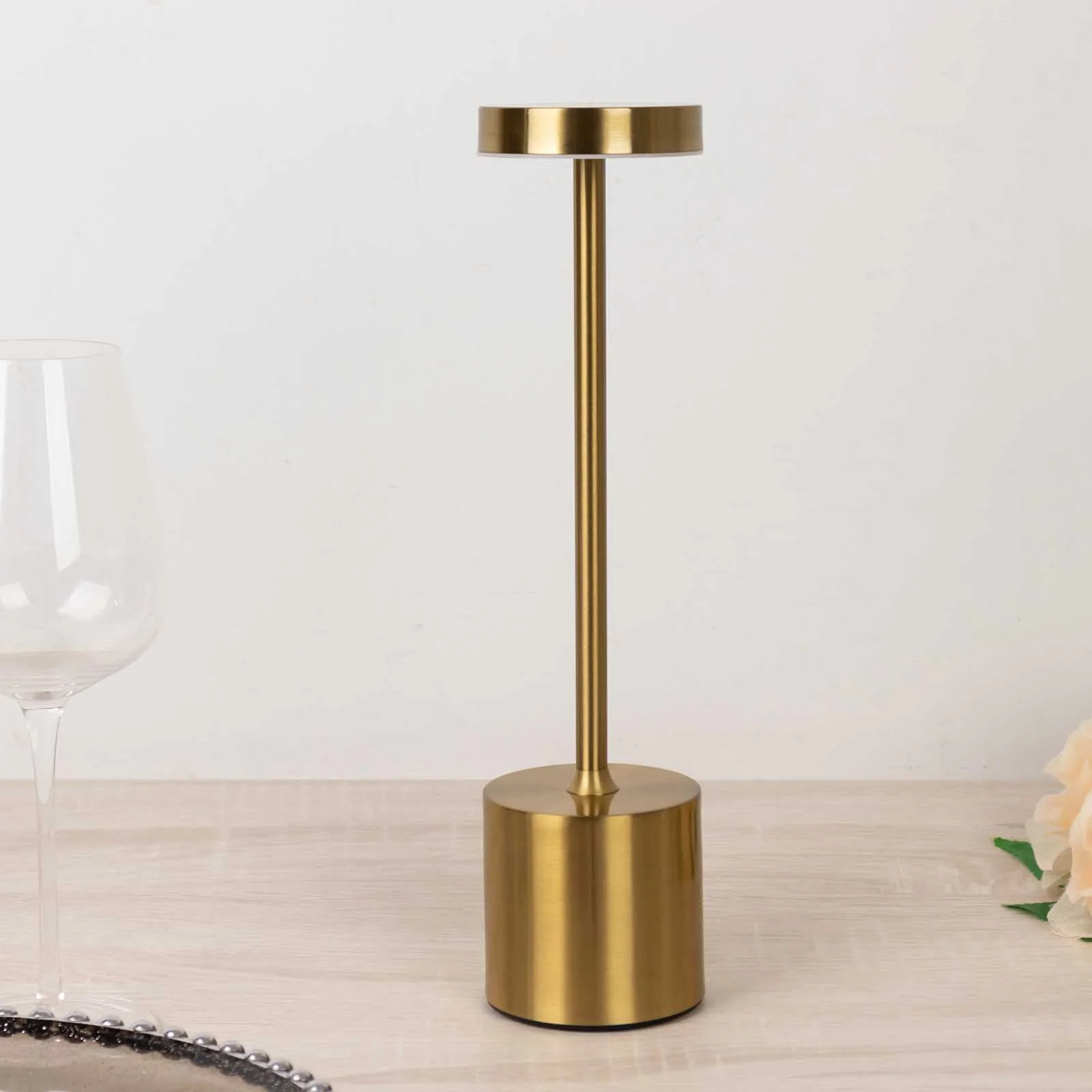 Rechargeable Cordless Table Lamp 13" Gold Metal Design Dimmable - LED Desk Night Light with Touch Control - Image 7