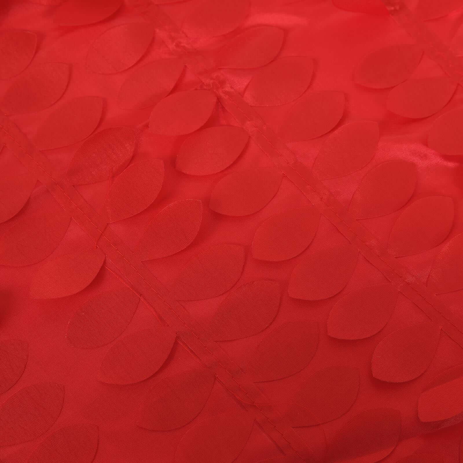 Red 3D Leaf Petal Taffeta Backdrop Drape Curtain, Photo Booth Event Divider Panel With Rod Pocket - 8ftx8ft - Image 4