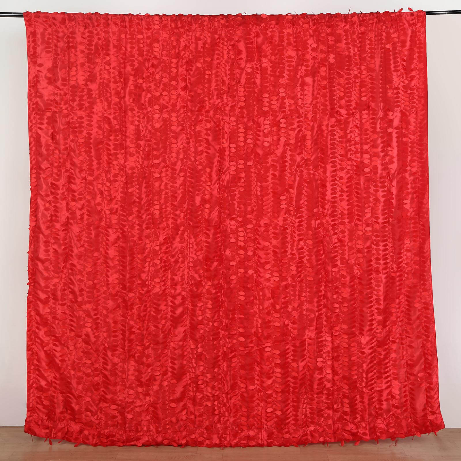 Red 3D Leaf Petal Taffeta Backdrop Drape Curtain, Photo Booth Event Divider Panel With Rod Pocket - 8ftx8ft - Image 5