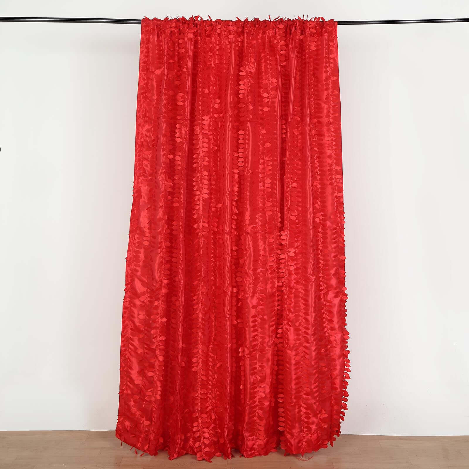 Red 3D Leaf Petal Taffeta Backdrop Drape Curtain, Photo Booth Event Divider Panel With Rod Pocket - 8ftx8ft - Image 9