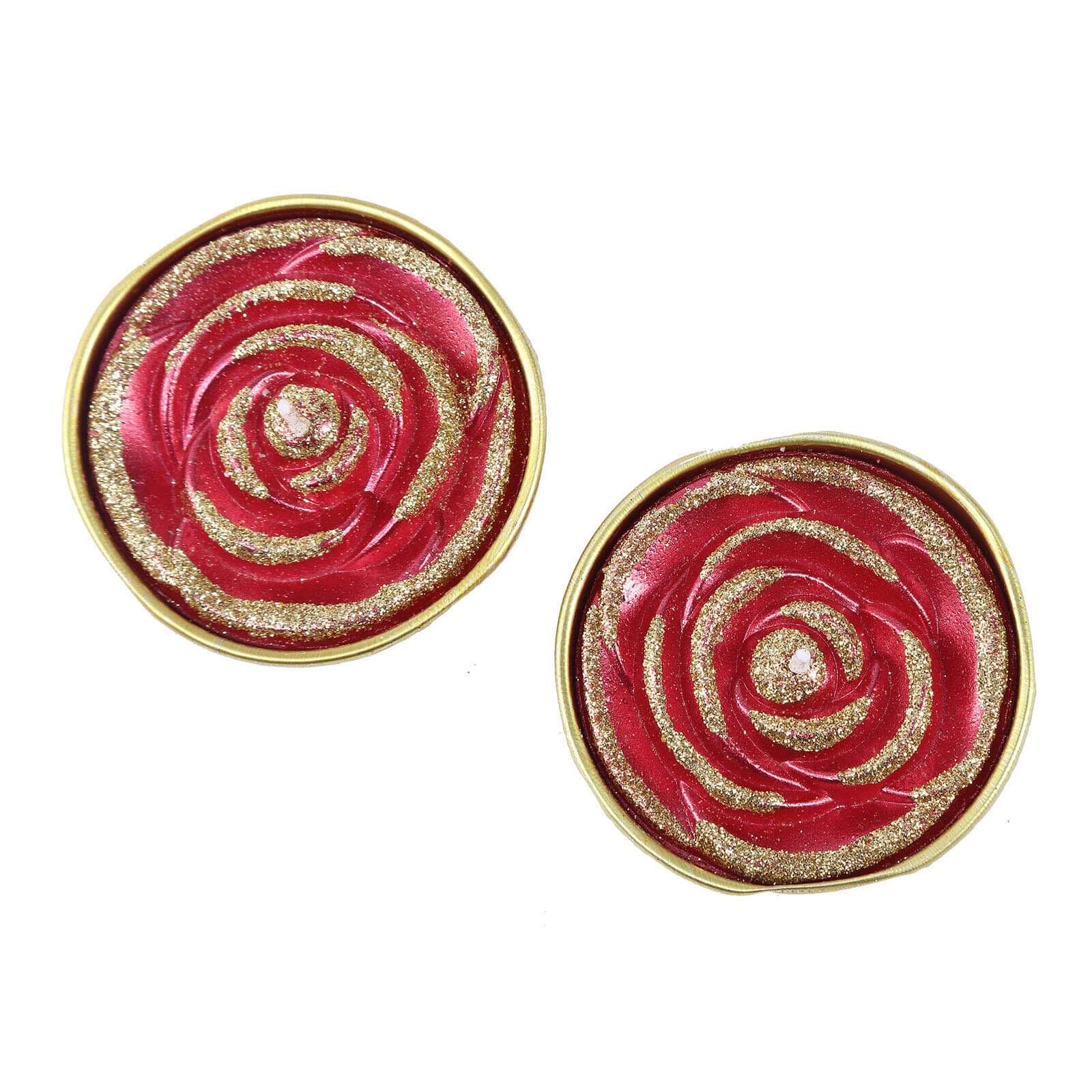 2-Pack Tealight Candles Glitter Rose Design Red/Gold - Unscented Dripless Wax for Romantic Decor - Image 15