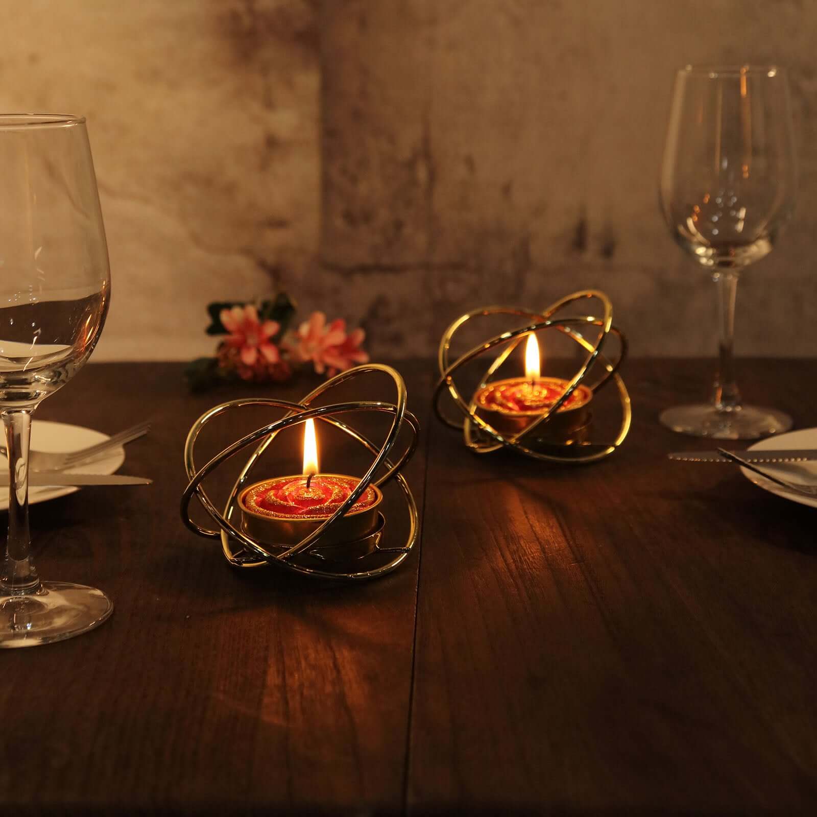 2-Pack Tealight Candles Glitter Rose Design Red/Gold - Unscented Dripless Wax for Romantic Decor - Image 9