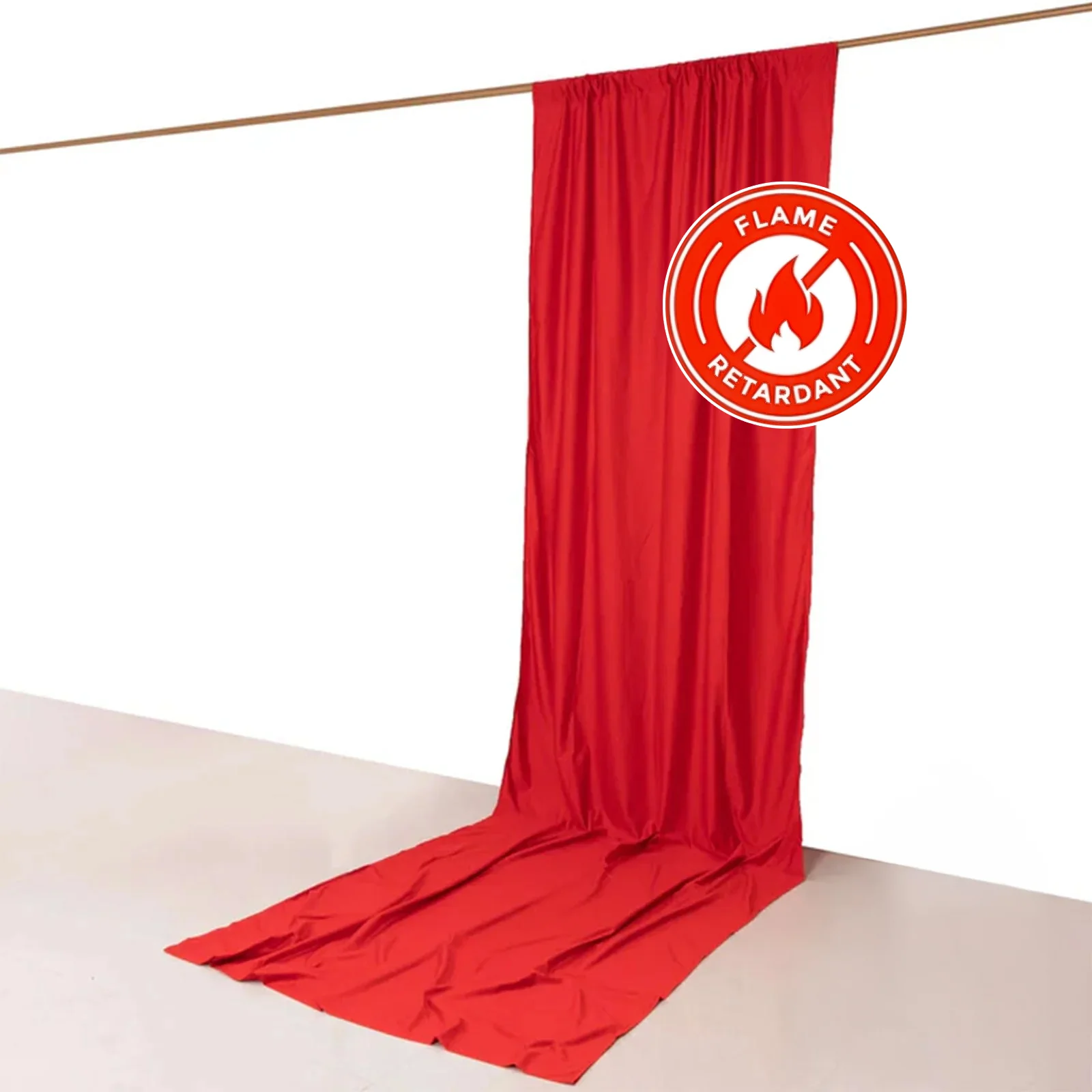 Red Scuba Polyester Backdrop Drape Curtain, Durable Flame Resistant Event Divider Panel Wrinkle Free With Rod Pockets - 5ftx14ft - Image 3