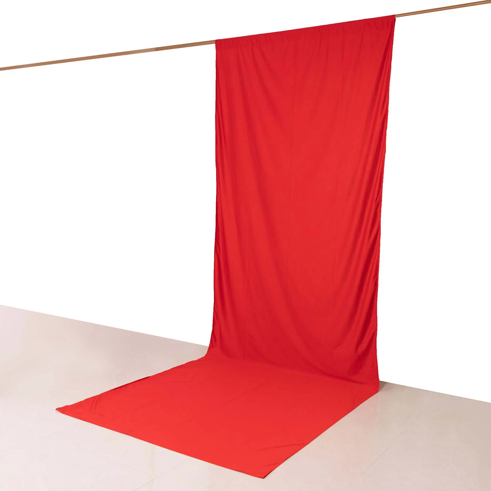Red Scuba Polyester Backdrop Drape Curtain, Durable Flame Resistant Event Divider Panel Wrinkle Free With Rod Pockets - 5ftx14ft - Image 6