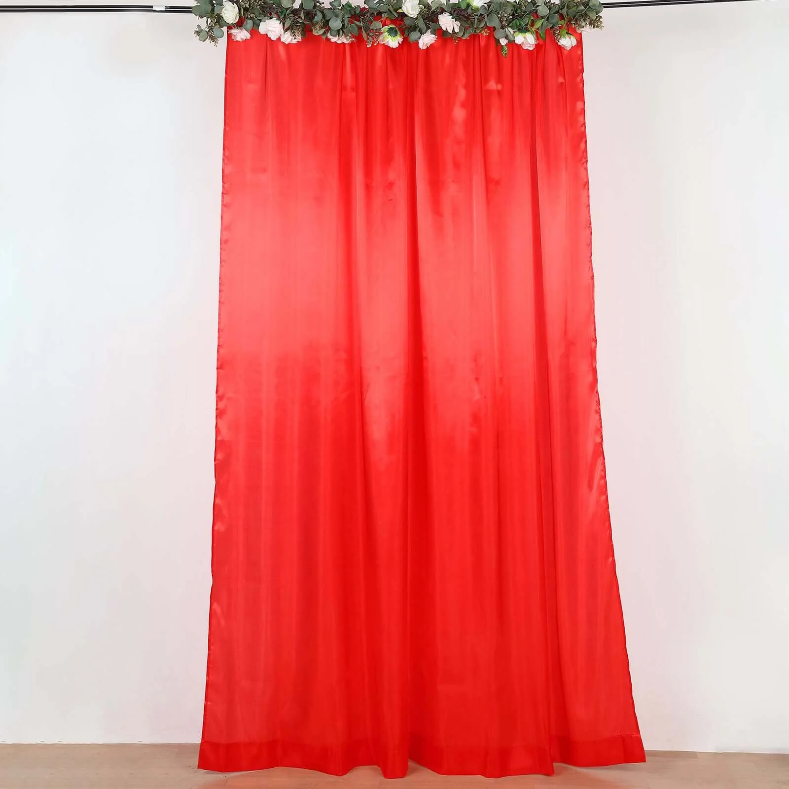 Red Satin Backdrop Drape Curtain, Photo Booth Event Divider Panel - 8ftx10ft - Image 6