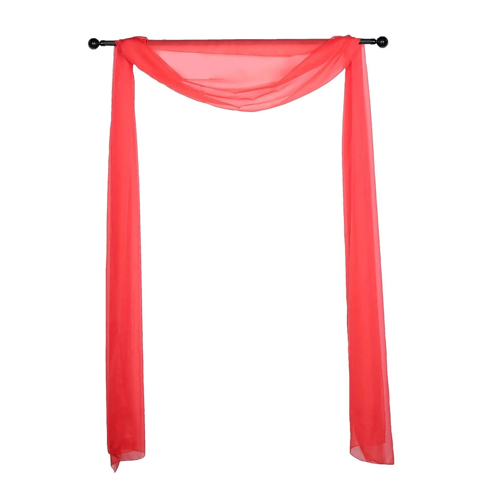 Red Sheer Organza Wedding Arch Draping Fabric, Long Curtain Backdrop Window Scarf Valance 18ft - Image 5
