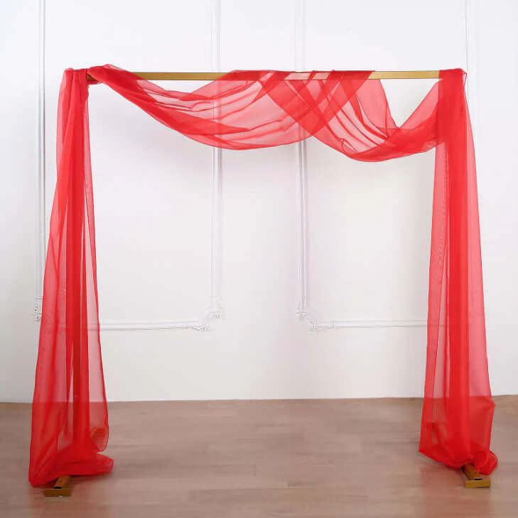 Red Sheer Organza Wedding Arch Draping Fabric, Long Curtain Backdrop Window Scarf Valance 18ft - Image 8