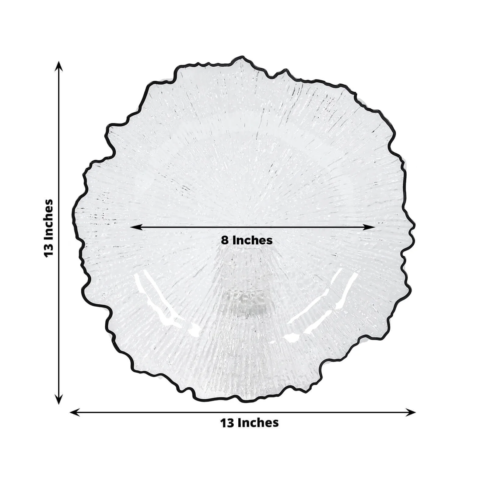 6-Pack Plastic Charger Plates 13", Round Clear Reef Design with Black Rim - Decorative Dinner Party Serving Plates - Image 3