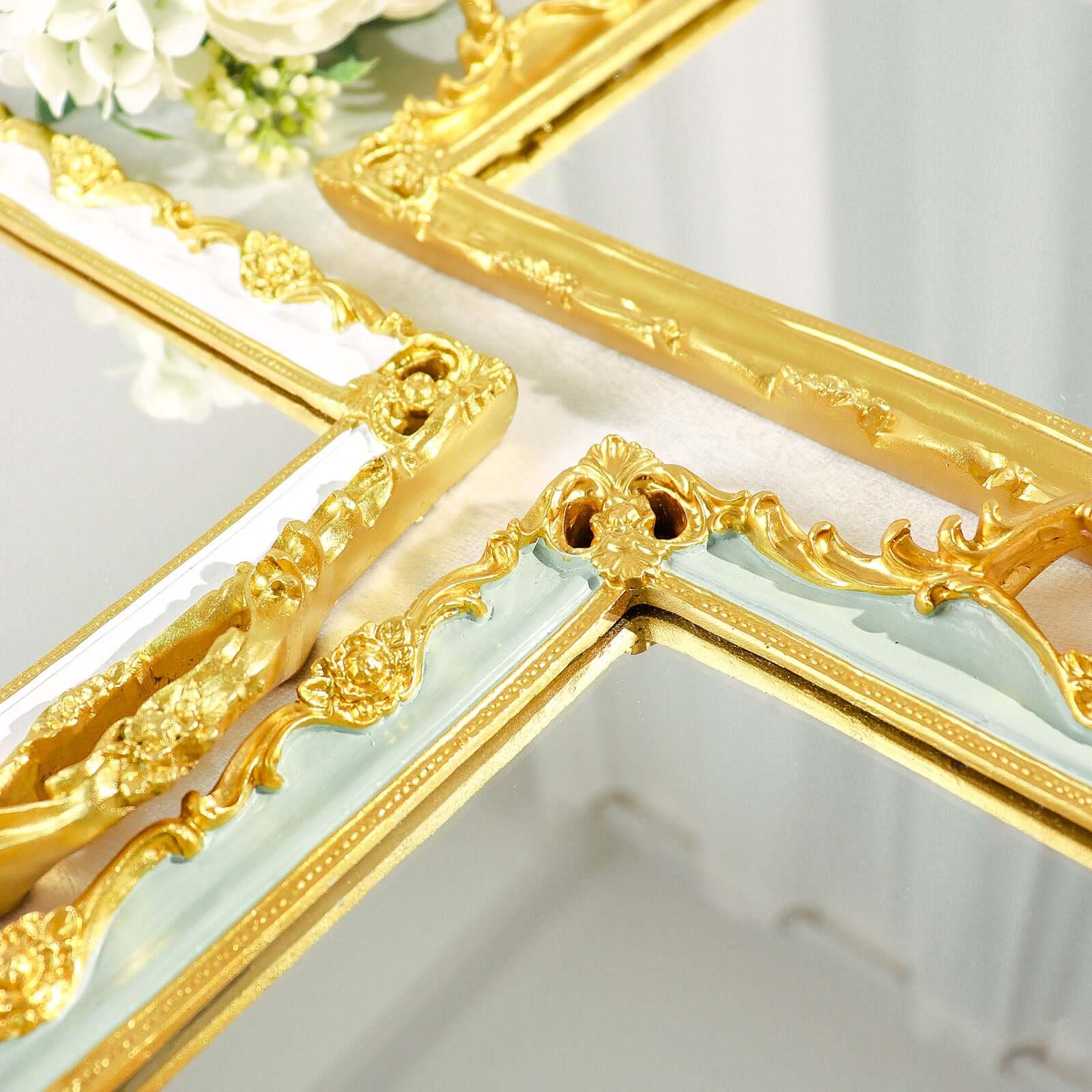 Resin Mirrored Serving Tray 15"x10" Rectangle Metallic Gold with Baroque Design - Stylish Decorative Vanity Tray Centerpiece - Image 13