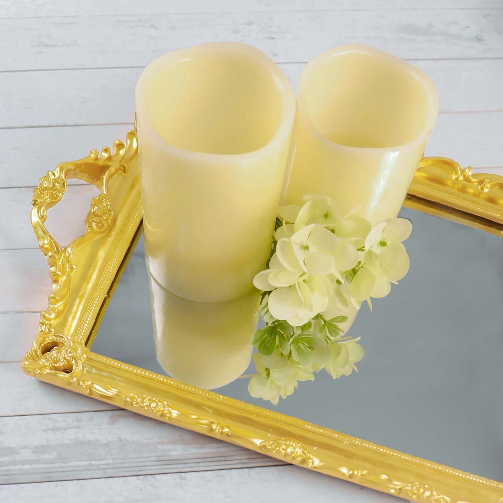 Resin Mirrored Serving Tray 15"x10" Rectangle Metallic Gold with Baroque Design - Stylish Decorative Vanity Tray Centerpiece - Image 2