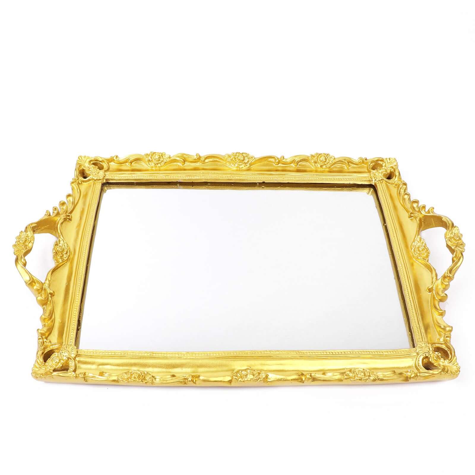 Resin Mirrored Serving Tray 15"x10" Rectangle Metallic Gold with Baroque Design - Stylish Decorative Vanity Tray Centerpiece - Image 7