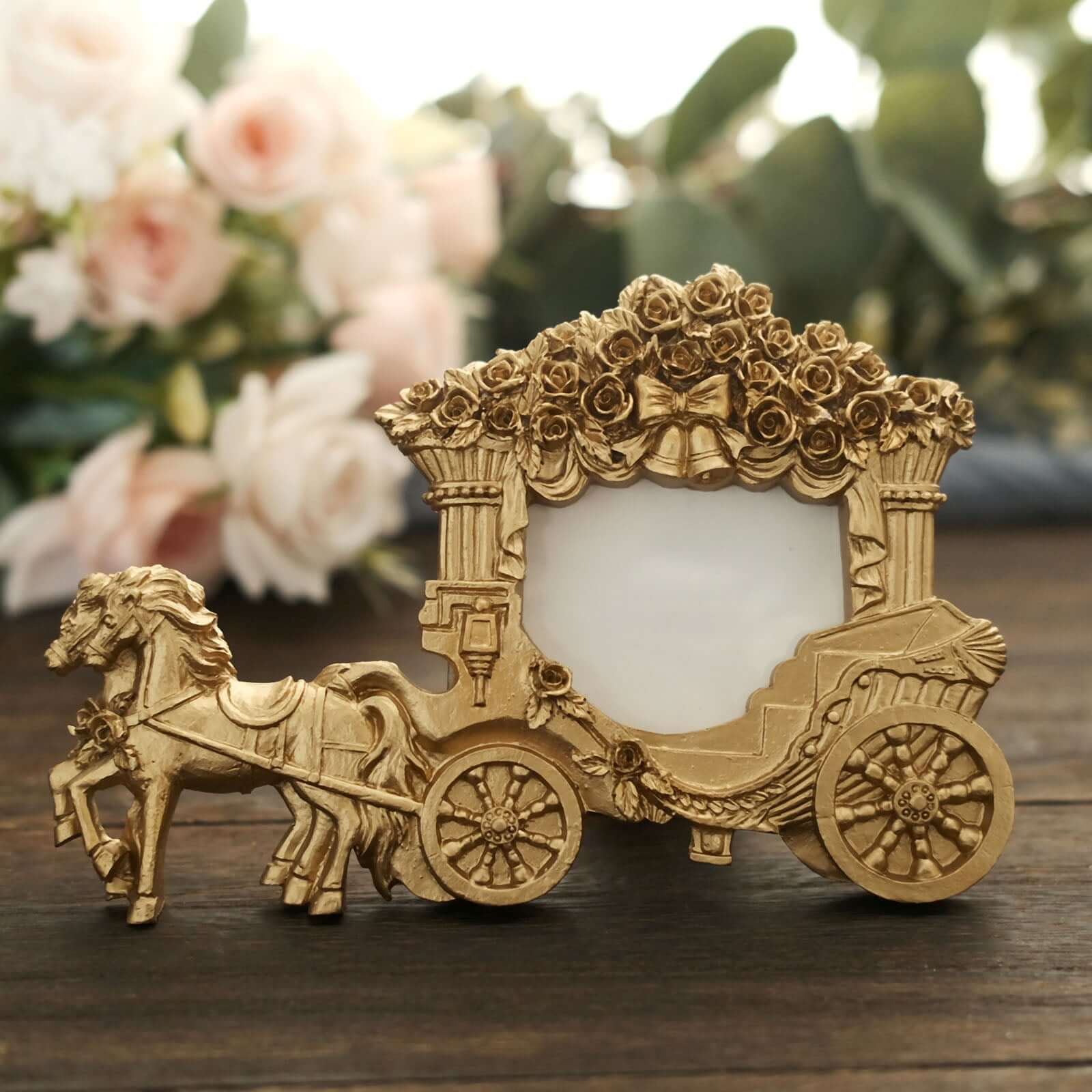 Resin Picture Frame 7" Horse Carriage Design Gold - European Style Wedding Party Favor & Place Card Holder - Image 4