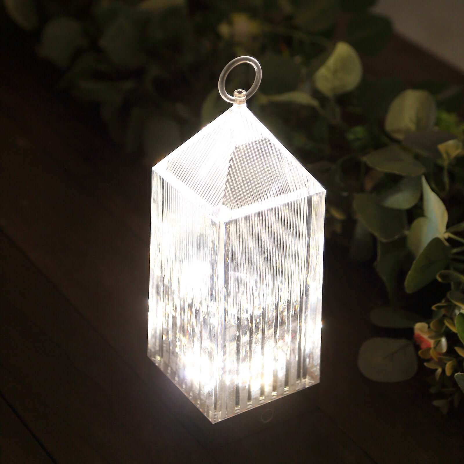 Retro Lighthouse Acrylic LED Lantern Table Lamp 11" Crystal Design - Rechargeable Touch Control Decorative Night Light - Image 8