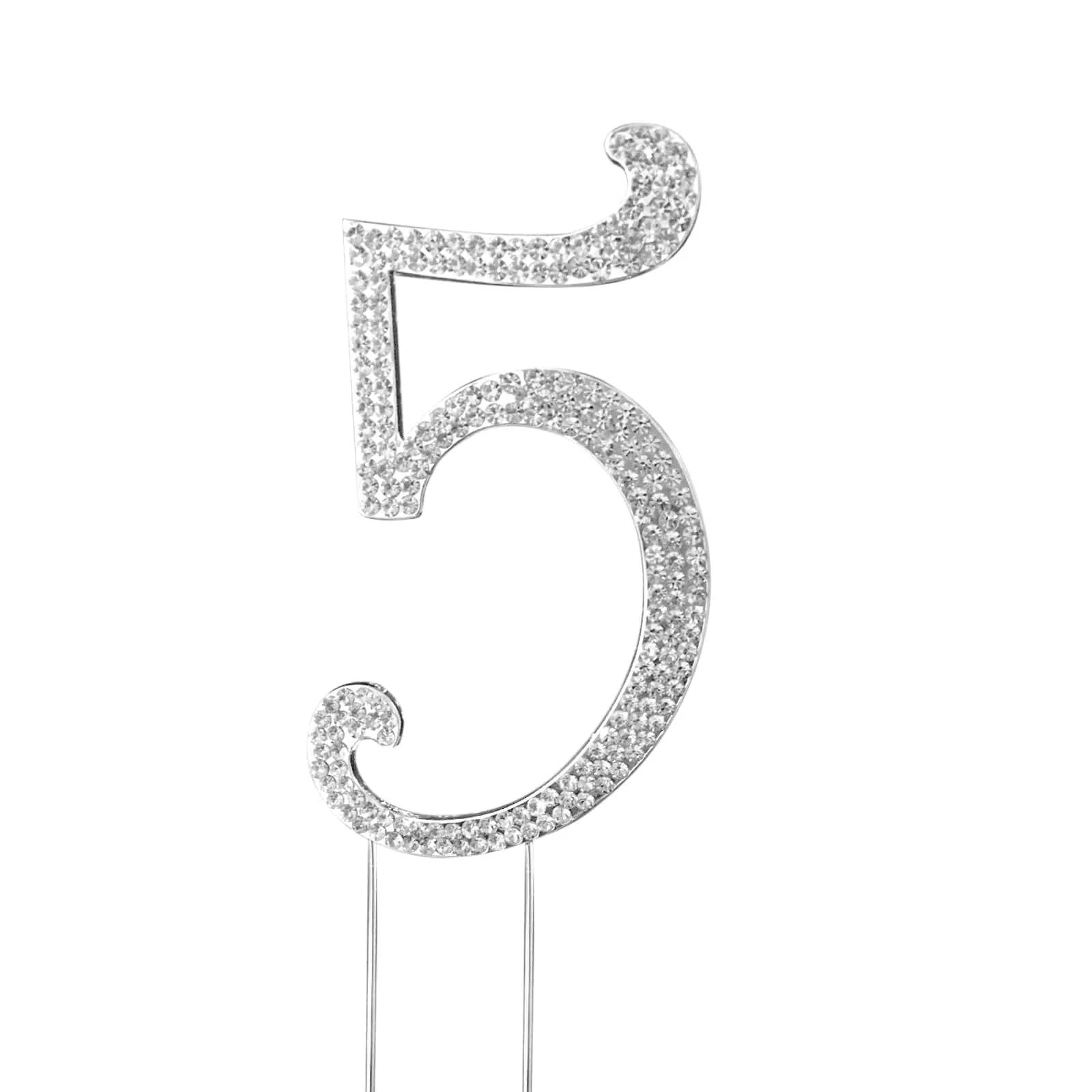 Rhinestone Cake Toppers 2.5" Silver Monogram Letter and Number Design - Decorative Wedding Cake Decorations - Image 12