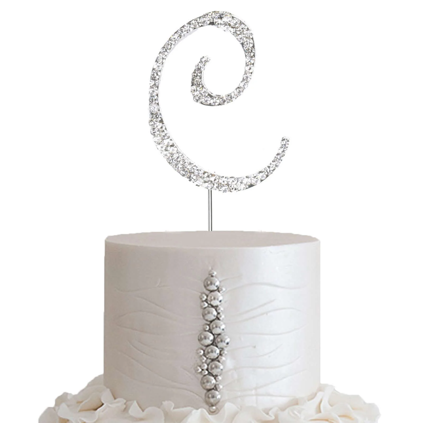 Rhinestone Cake Toppers 2.5" Silver Monogram Letter and Number Design - Decorative Wedding Cake Decorations - Image 17
