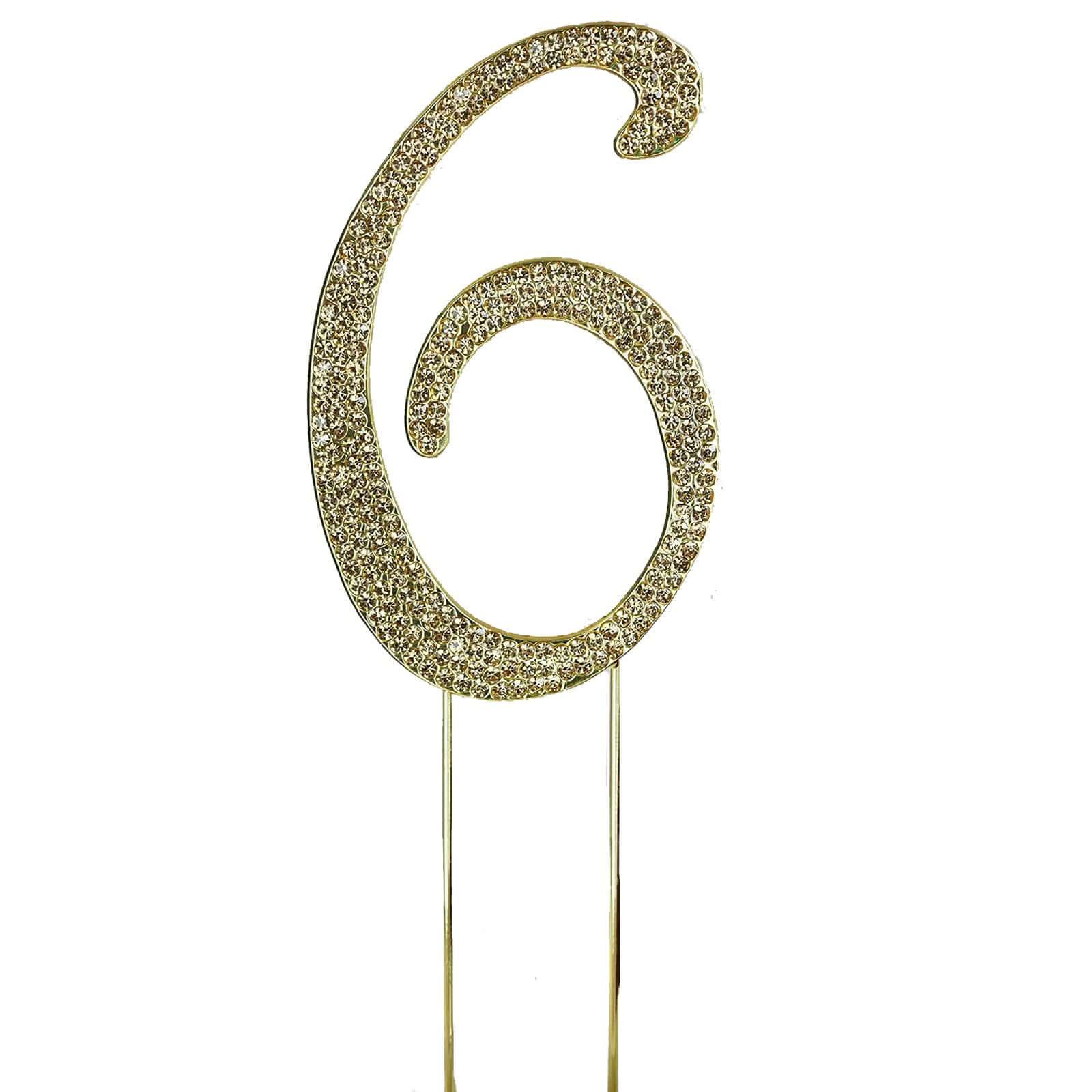 Rhinestone Cake Toppers 4.5" Gold Monogram Letter and Number Design - Stylish Event Cake Decorations - Image 13