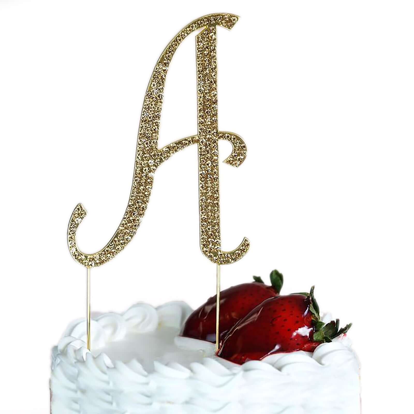 Rhinestone Cake Toppers 4.5" Gold Monogram Letter and Number Design - Stylish Event Cake Decorations - Image 2