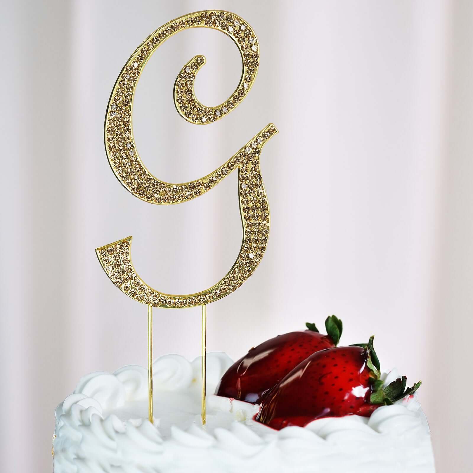 Rhinestone Cake Toppers 4.5" Gold Monogram Letter and Number Design - Stylish Event Cake Decorations - Image 20