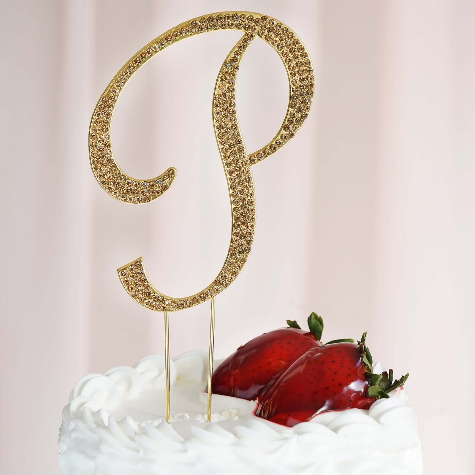 Rhinestone Cake Toppers 4.5" Gold Monogram Letter and Number Design - Stylish Event Cake Decorations - Image 29