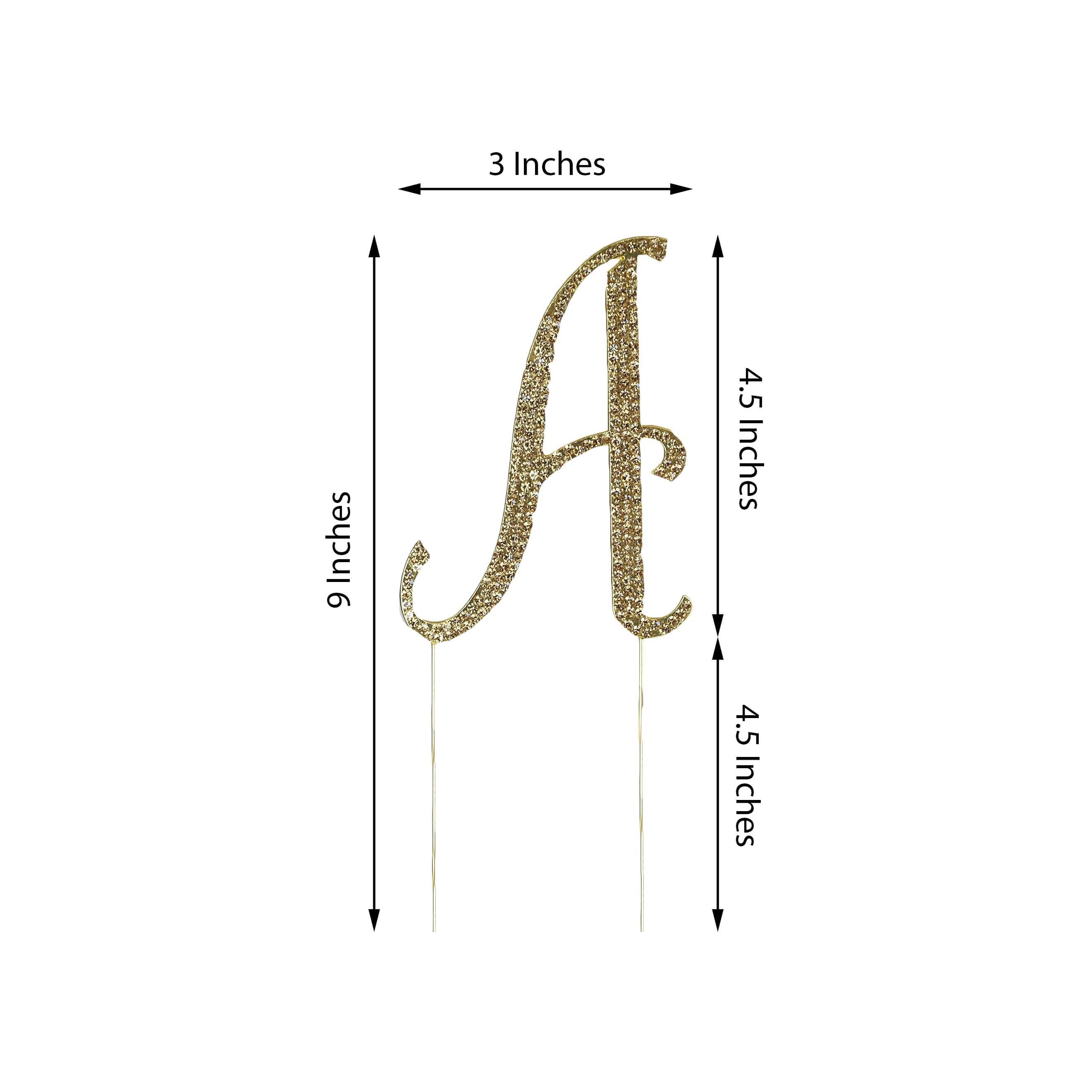Rhinestone Cake Toppers 4.5" Gold Monogram Letter and Number Design - Stylish Event Cake Decorations - Image 3