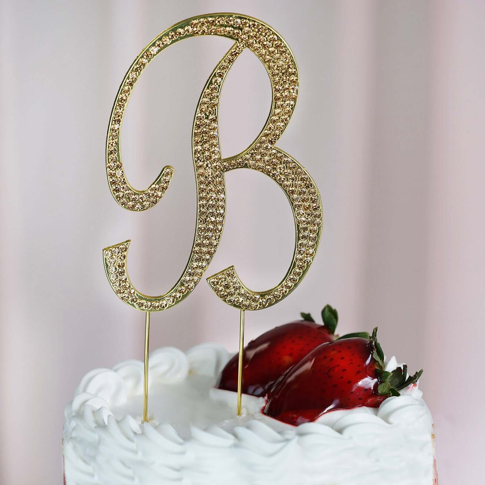Rhinestone Cake Toppers 4.5" Gold Monogram Letter and Number Design - Stylish Event Cake Decorations - Image 5