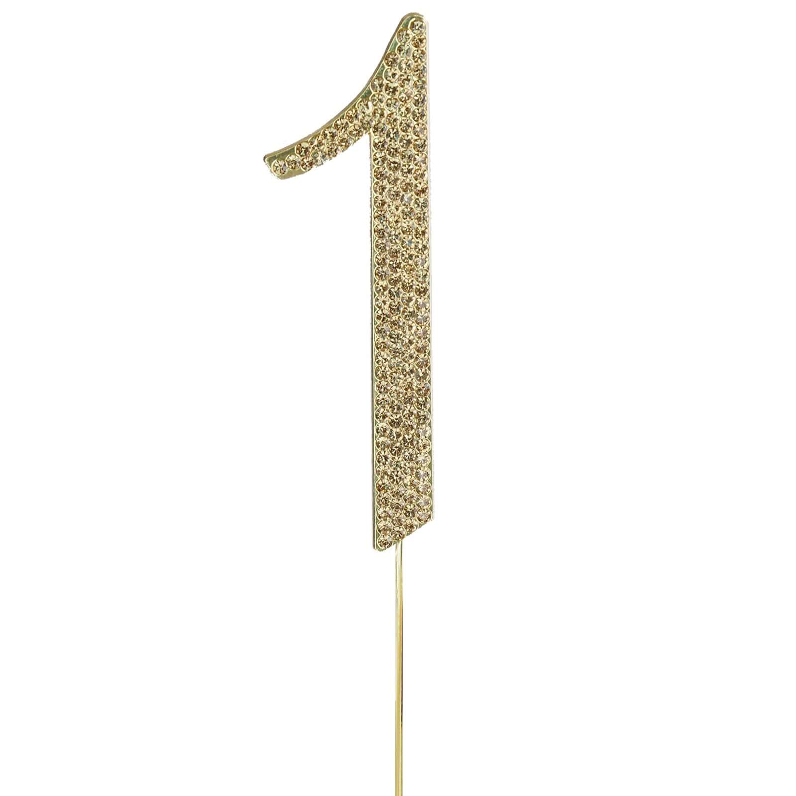 Rhinestone Cake Toppers 4.5" Gold Monogram Letter and Number Design - Stylish Event Cake Decorations - Image 8