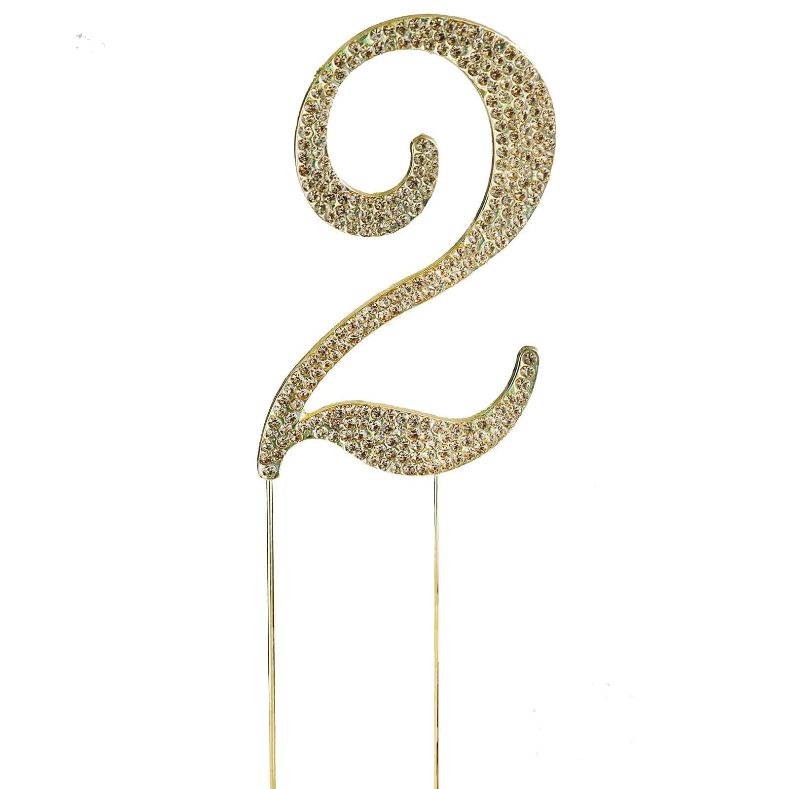 Rhinestone Cake Toppers 4.5" Gold Monogram Letter and Number Design - Stylish Event Cake Decorations - Image 9