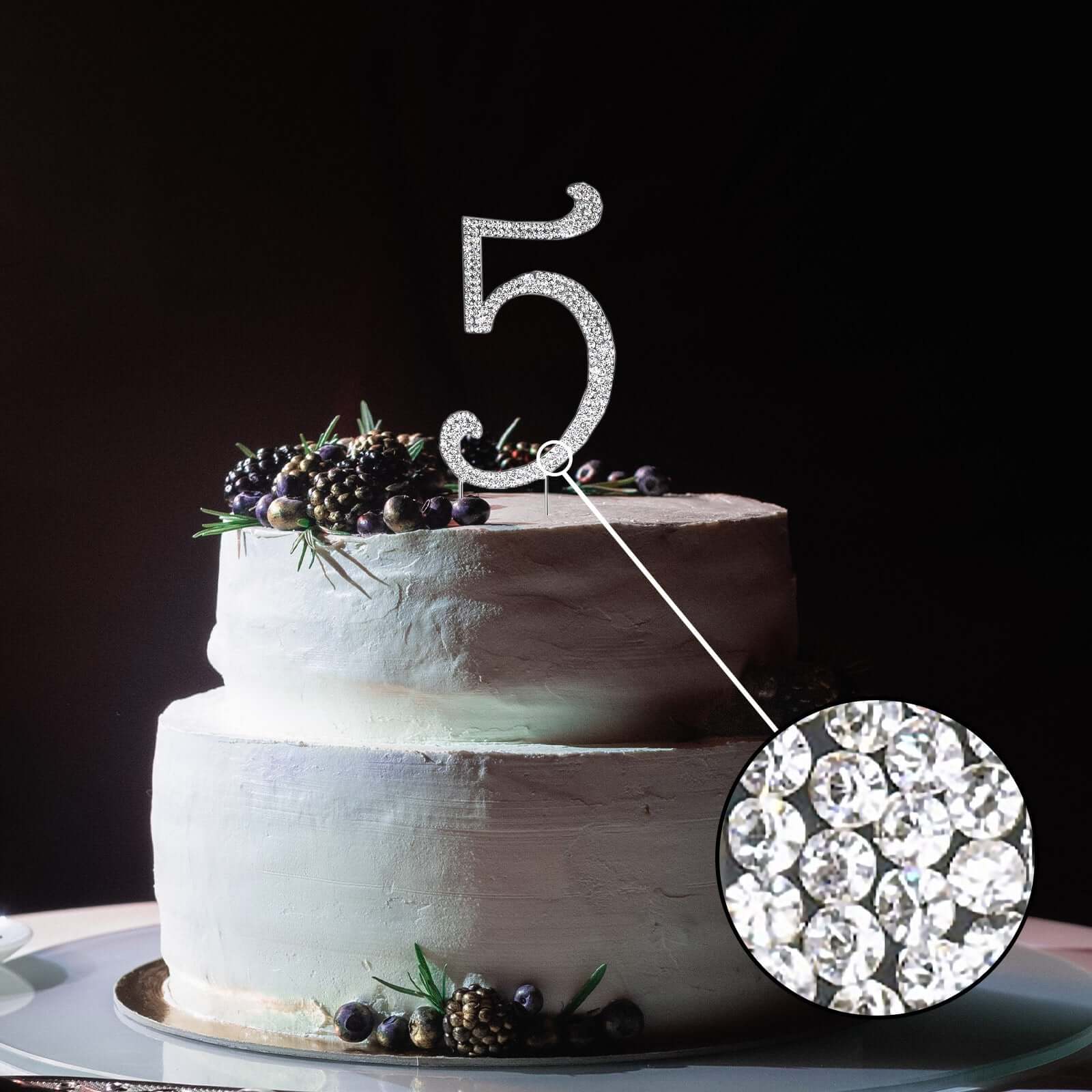 Rhinestone Cake Toppers 4.5" Silver Letter and Number Monogram Design - Initial Wedding Cake Decorations - Image 7